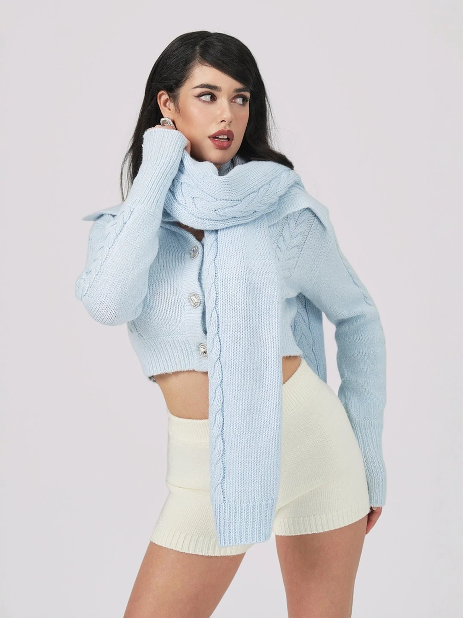 Addison Coat + Scarf Set (Blue) (Final Sale) - Image 3