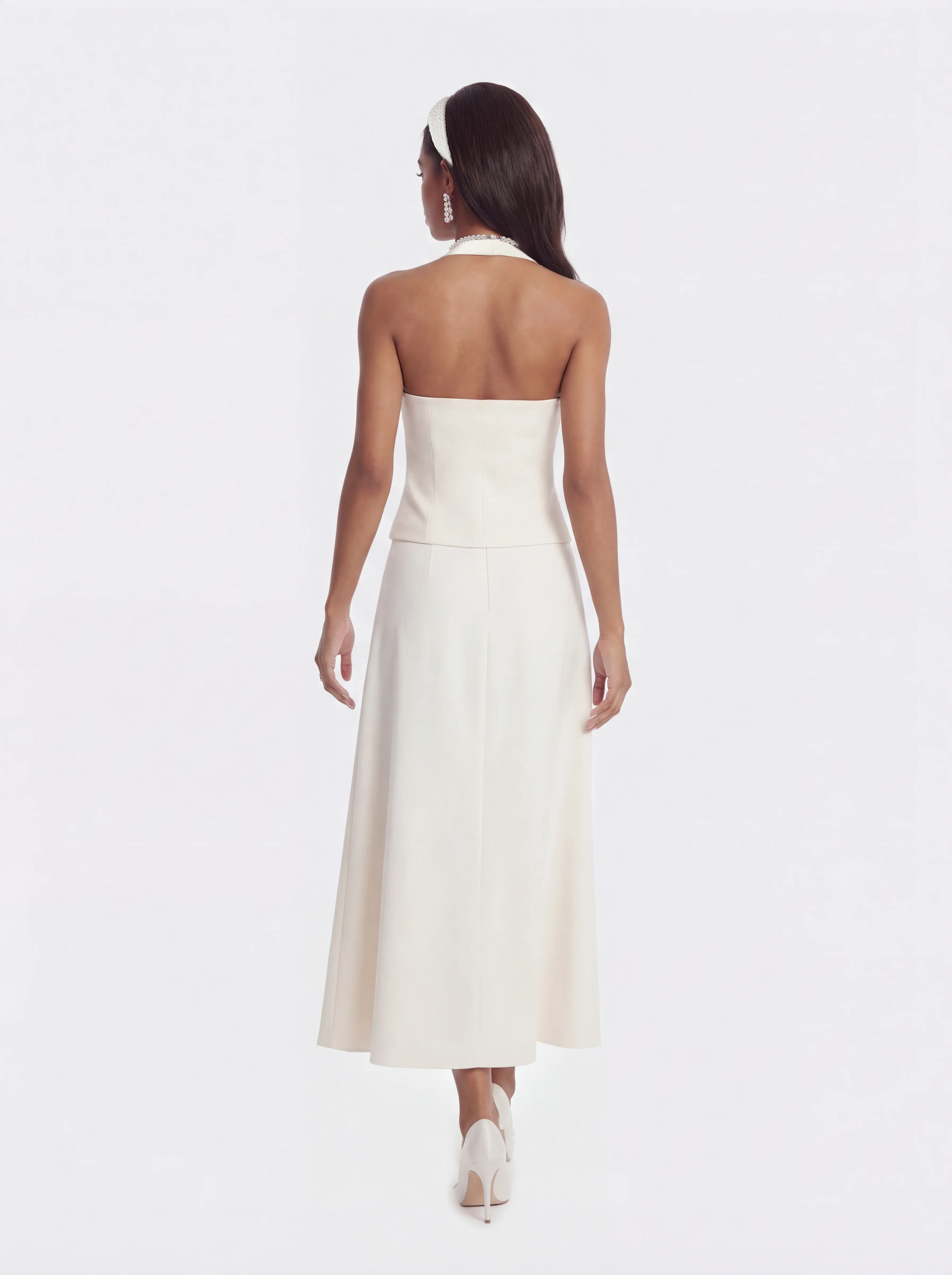 Amara Tailored Halter White Vest - Image 4