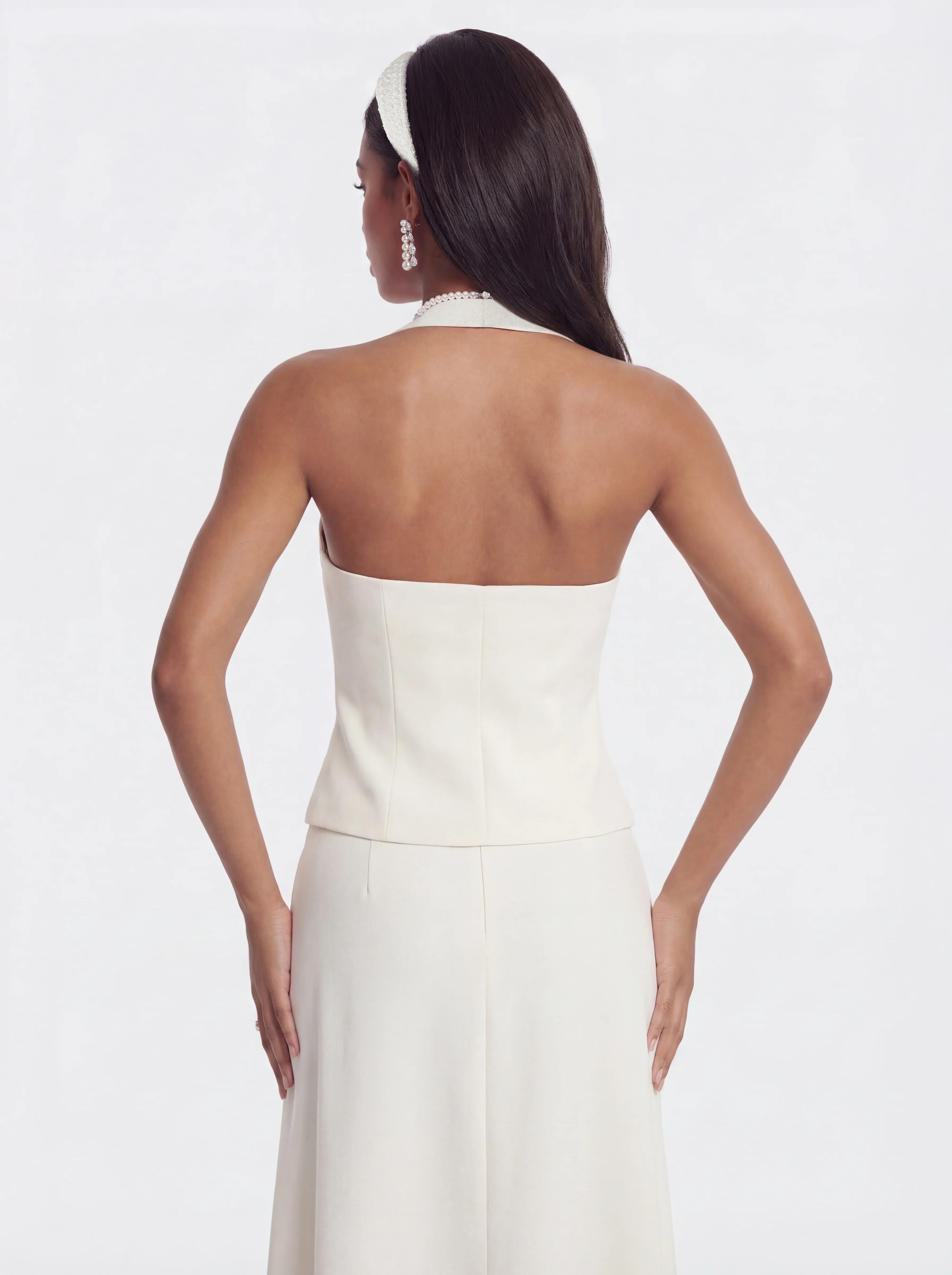 Amara Tailored Halter White Vest - Image 5