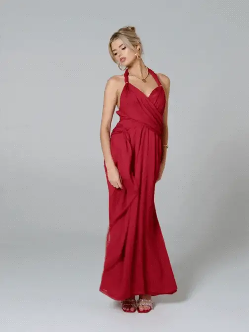 Amber Chiffon Dress (Red) - Image 3