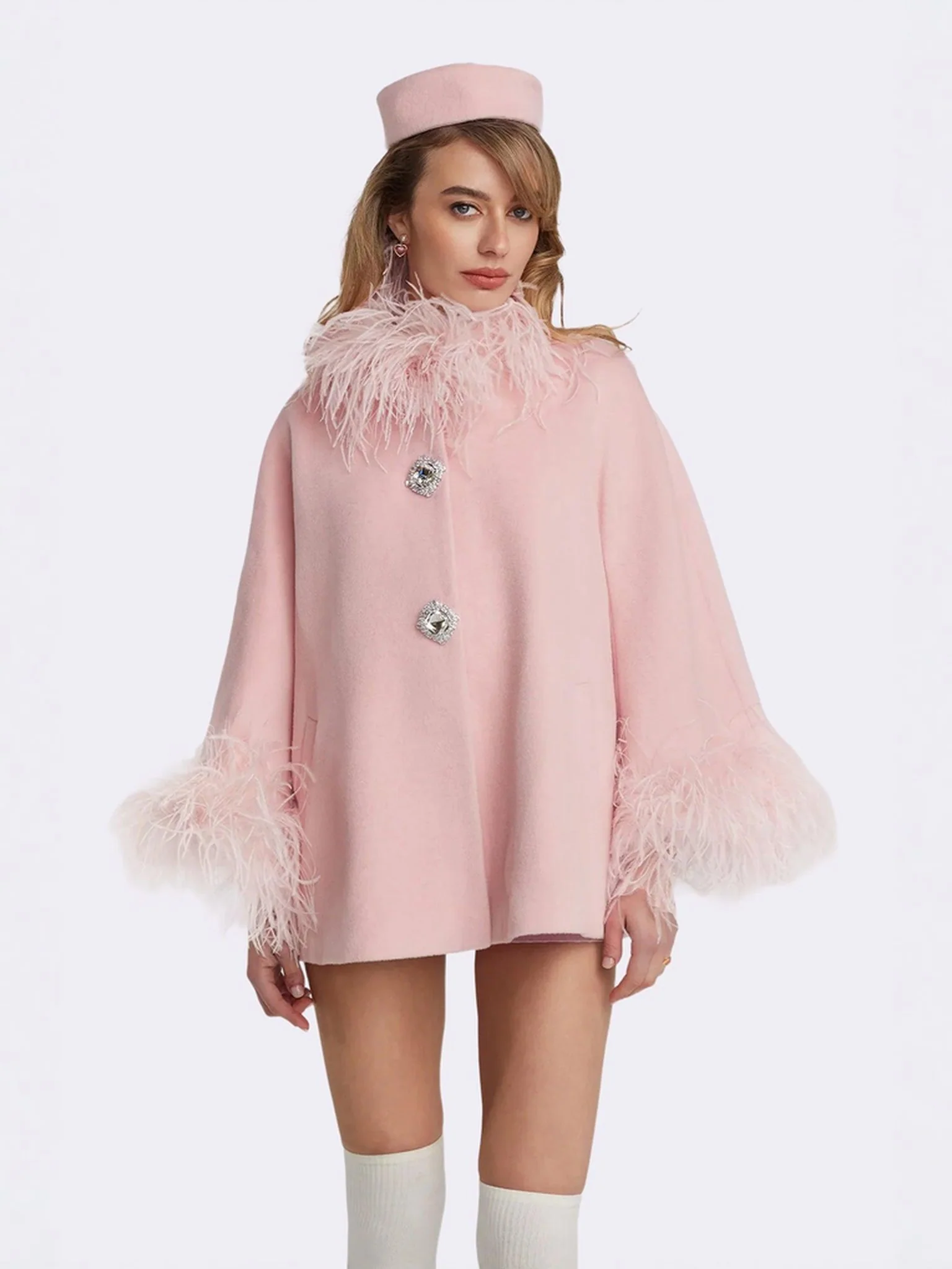 Angelica Feather Coat (Pink) (Final Sale) - Image 5