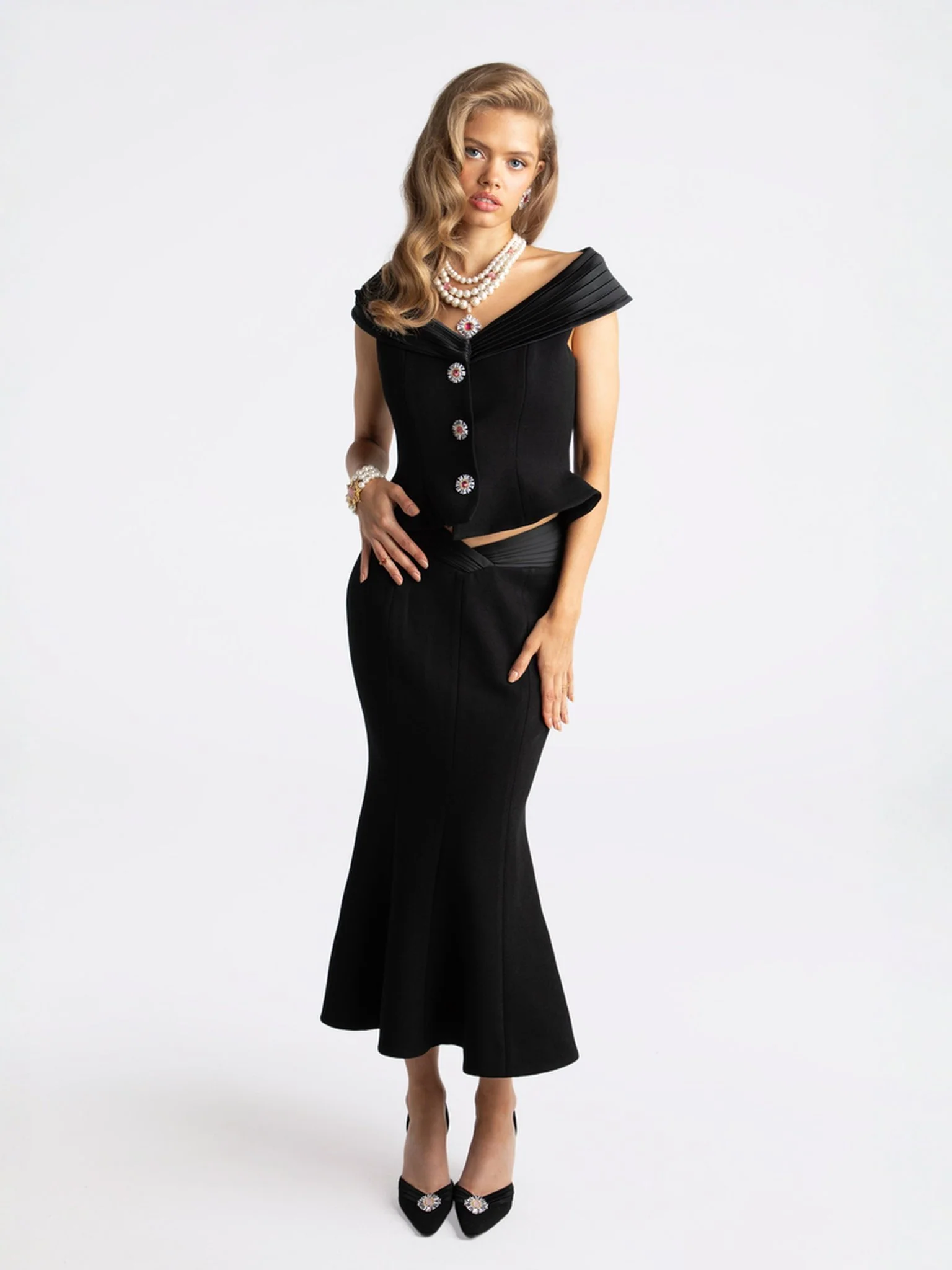 Belle Satin Skirt (Black) (Final Sale)