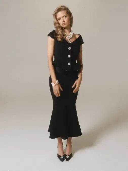 Belle Satin Skirt (Black) (Final Sale) - Image 2
