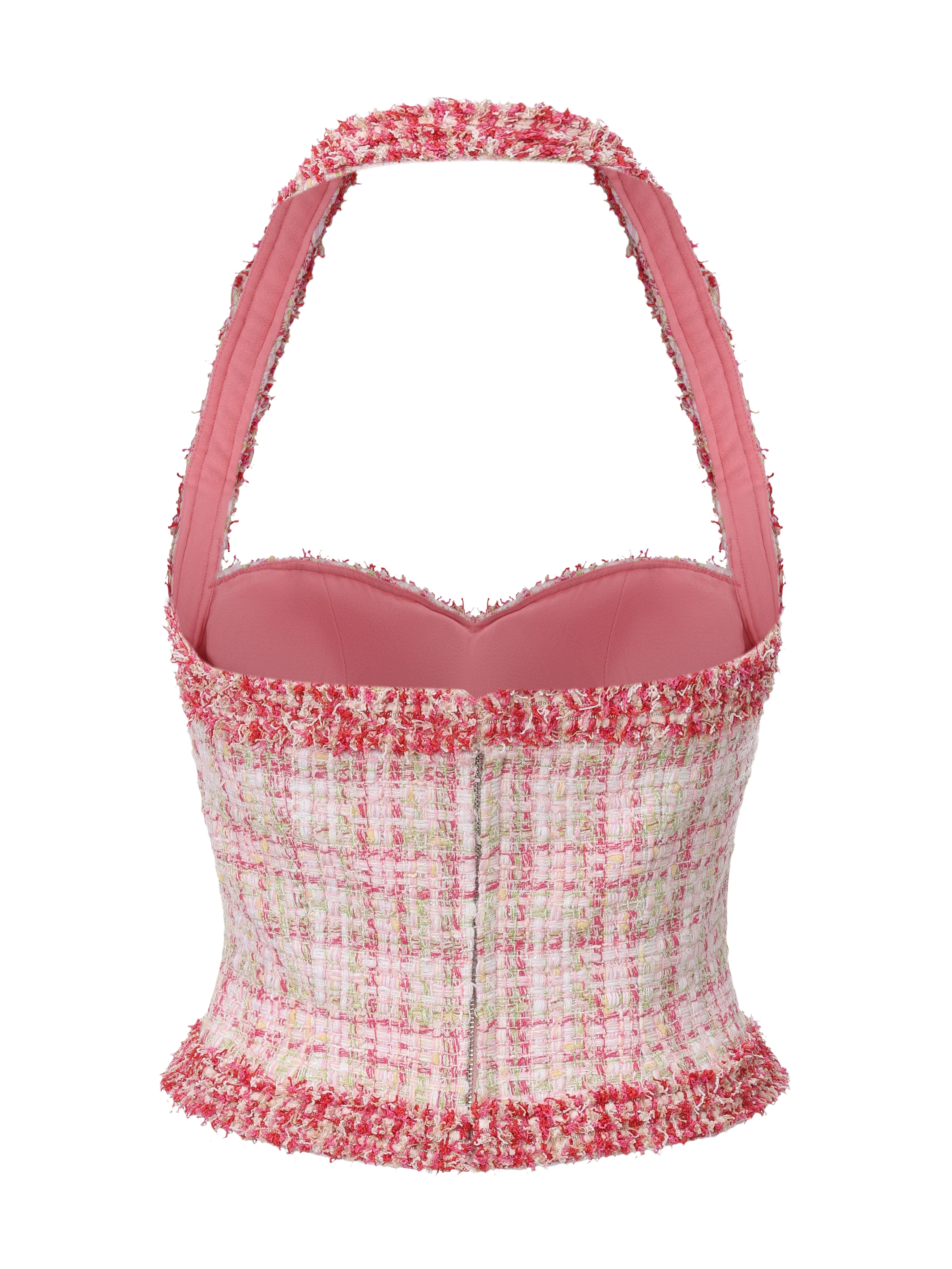 Bianca Metallic-Woven Halter Pink Top - Image 11