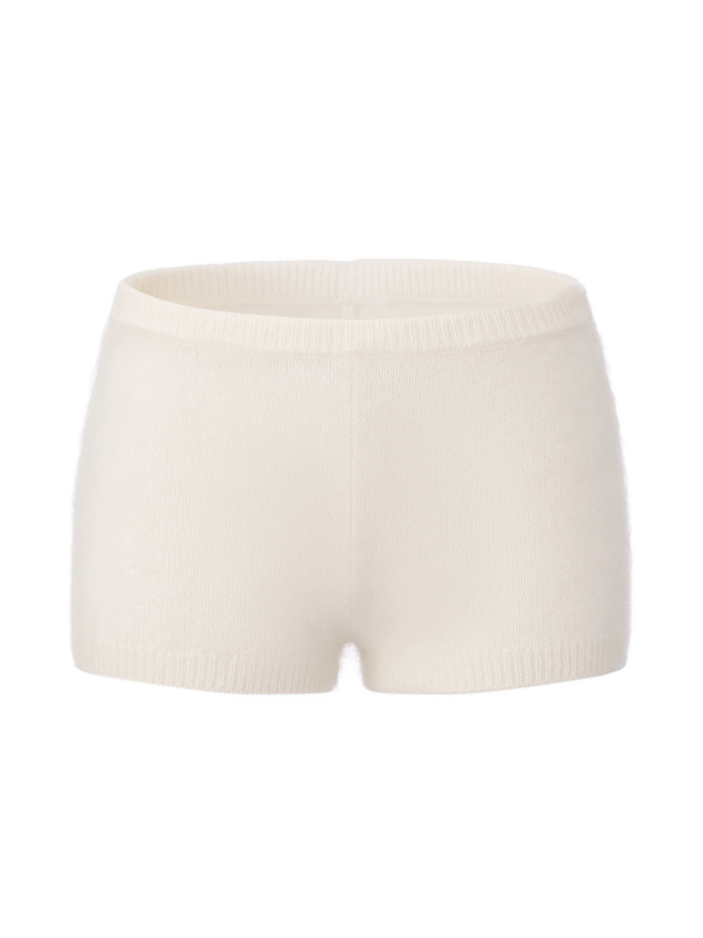 Brigitte Brushed Knit White Micro Shorts - Image 7