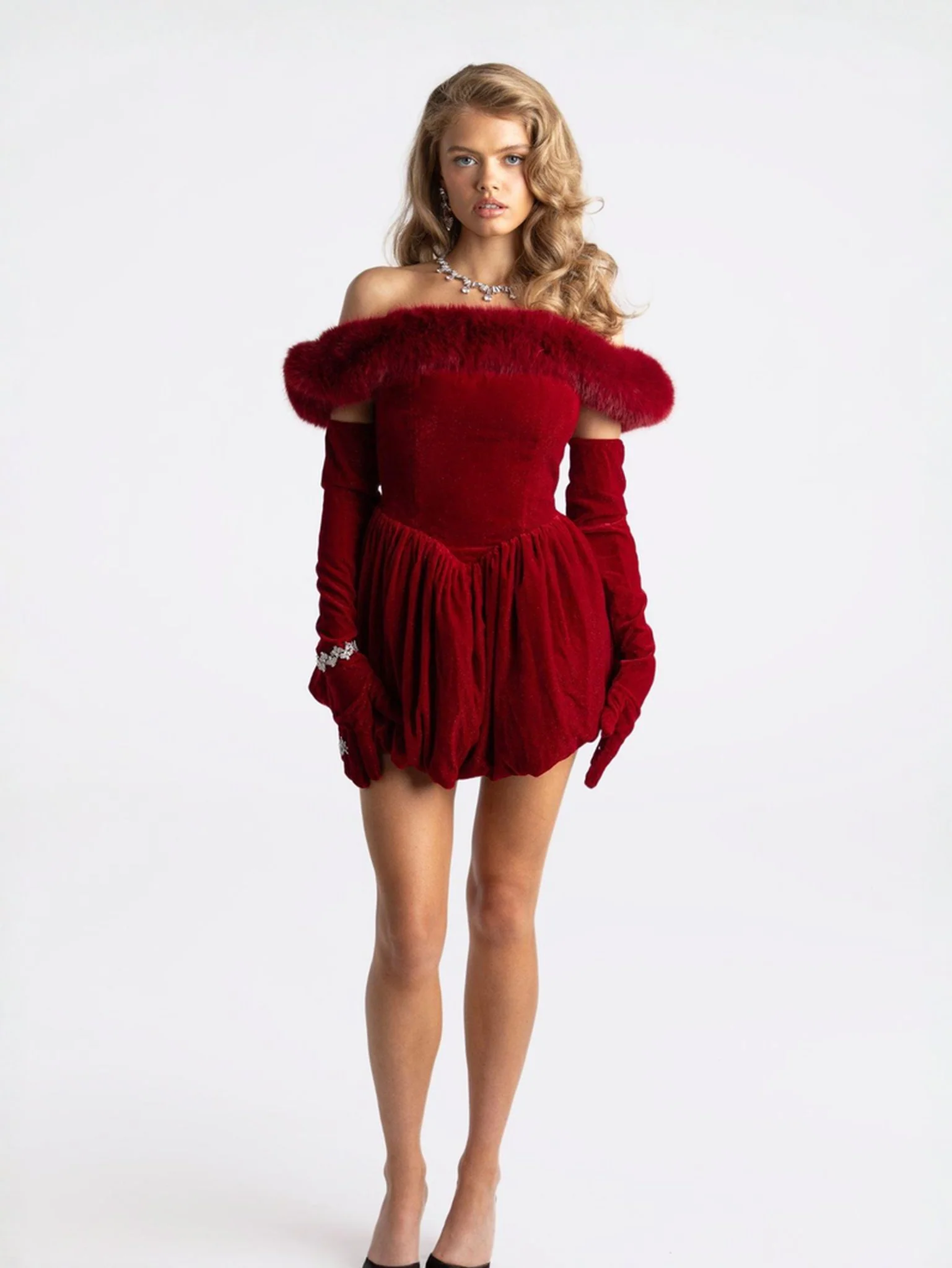 Candice Velvet Dress (Red) (Final Sale) - Image 4