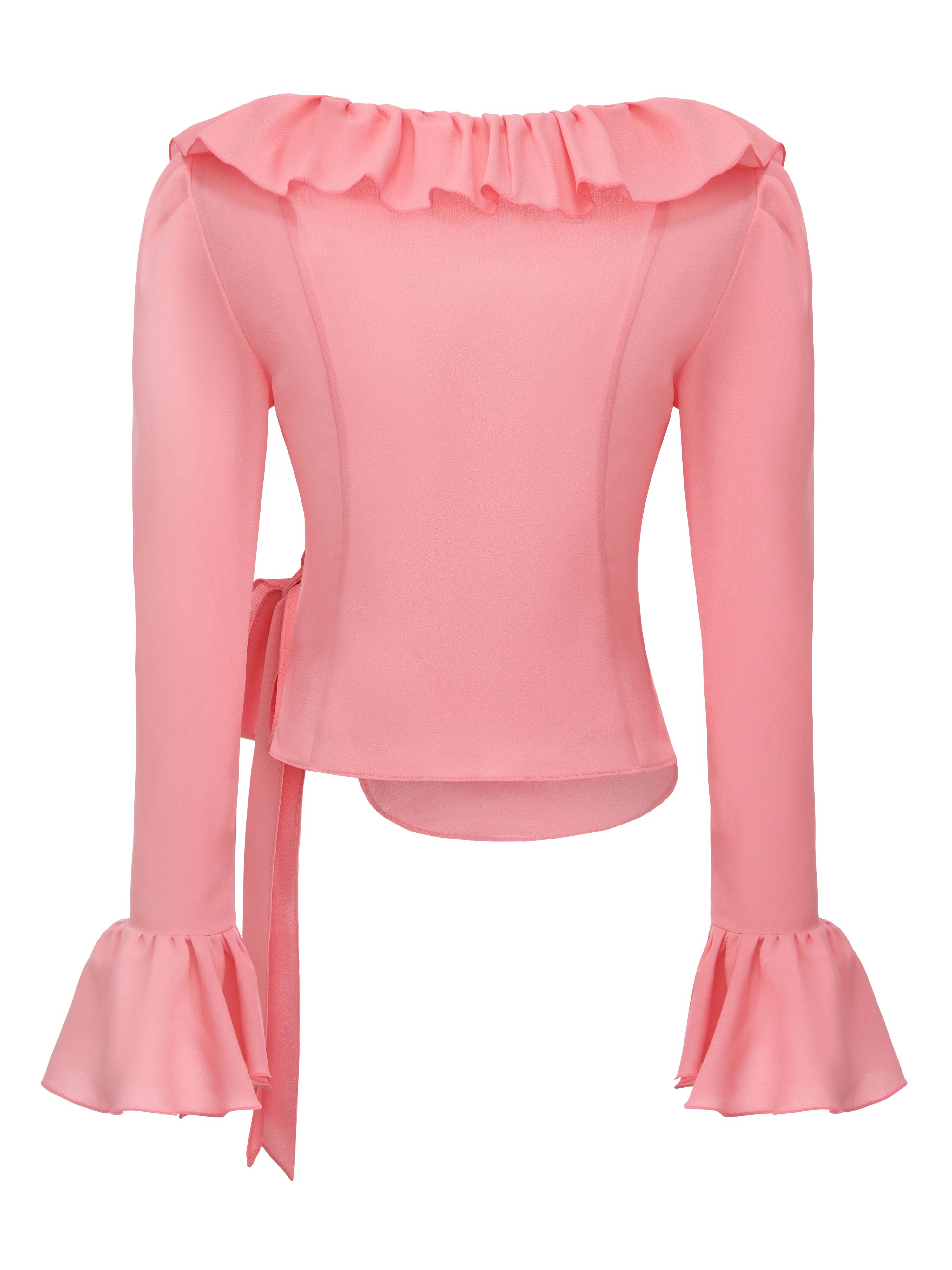 Charlotte Ruffle Pink Wrap Top - Image 9