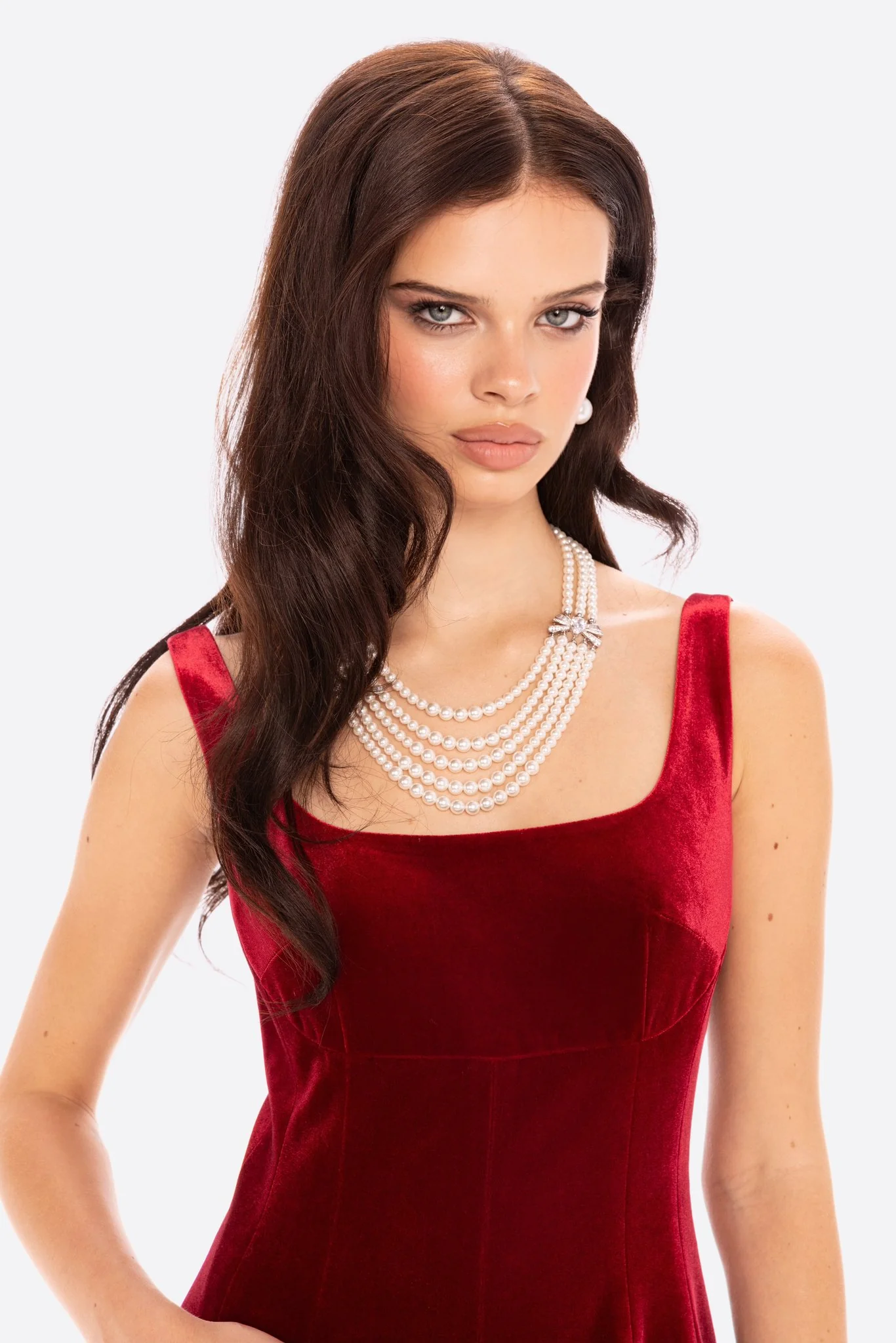 Eleanora Velvet Maxi Dress (Red) - Image 6