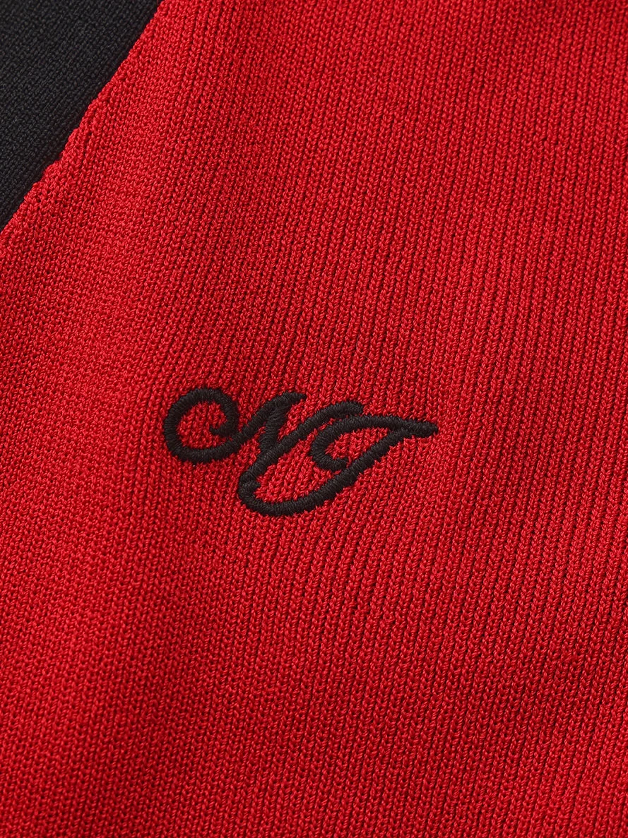 Elle Contrast Halter Red Knit Mini Dress - Image 8