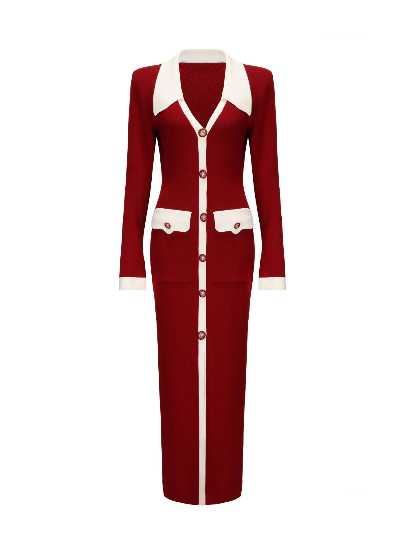 Felicity Long Knit Cardigan (Red) (Final Sale) - Image 2