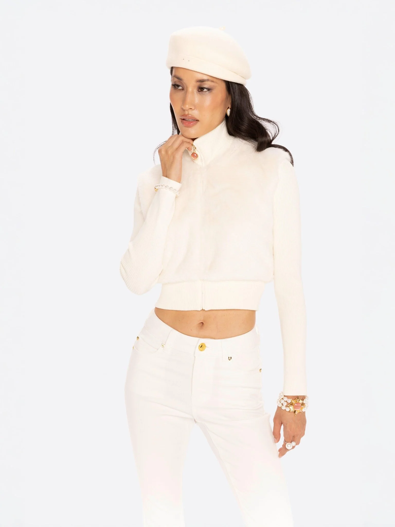 Hailey Knit Jacket (White) - Image 2