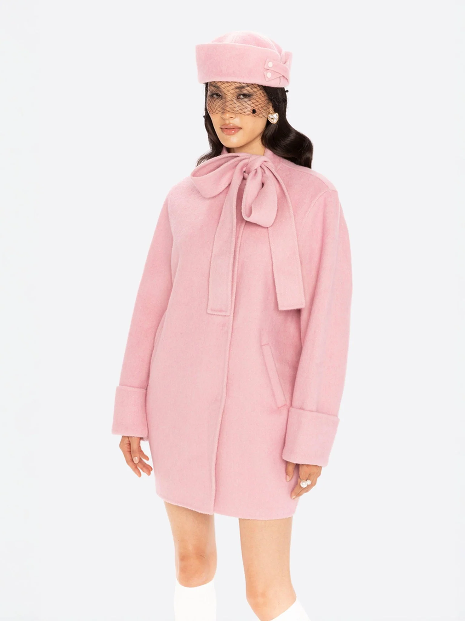 Juliette Cocoon Coat (Pink) - Image 4