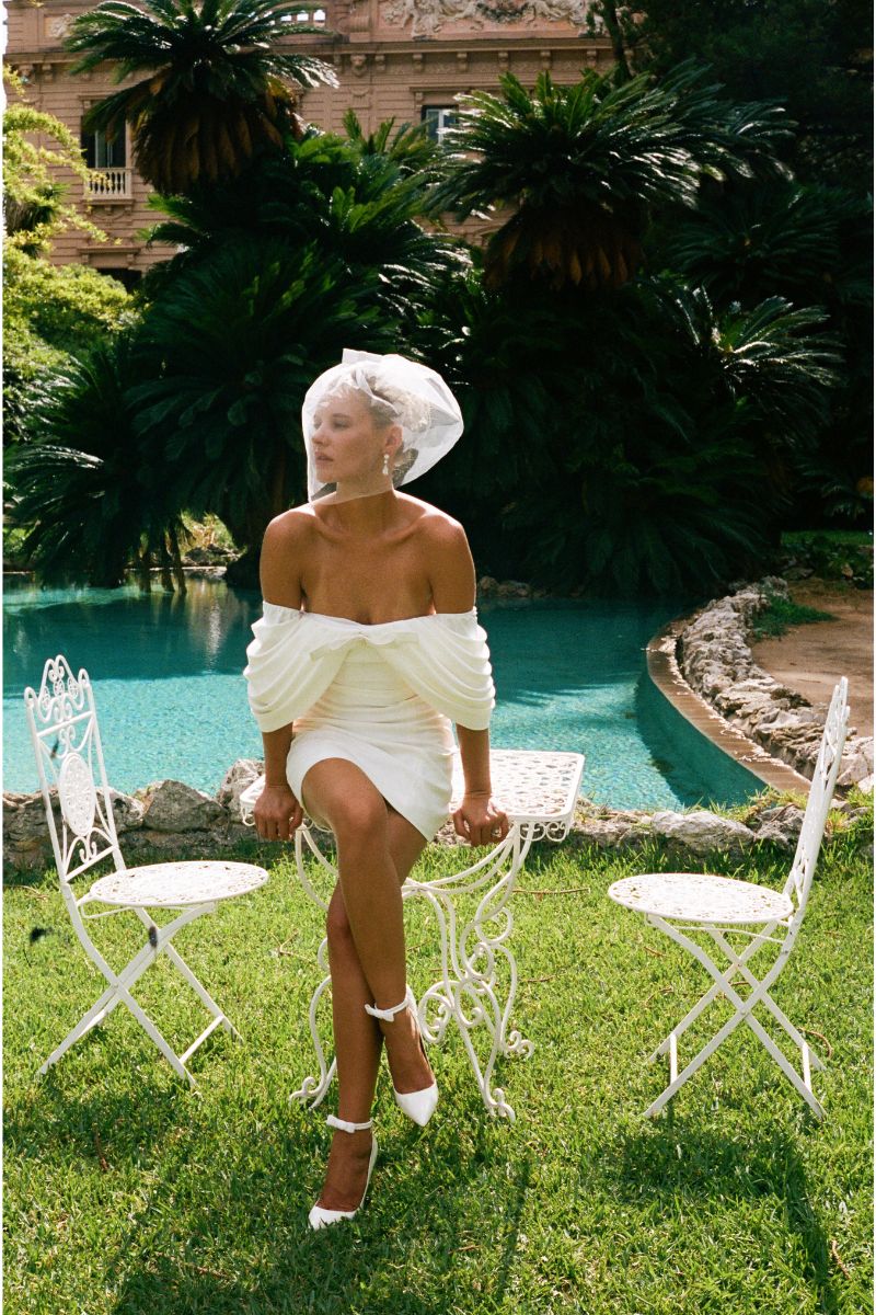 Kate Bow Dress (White) - Image 3