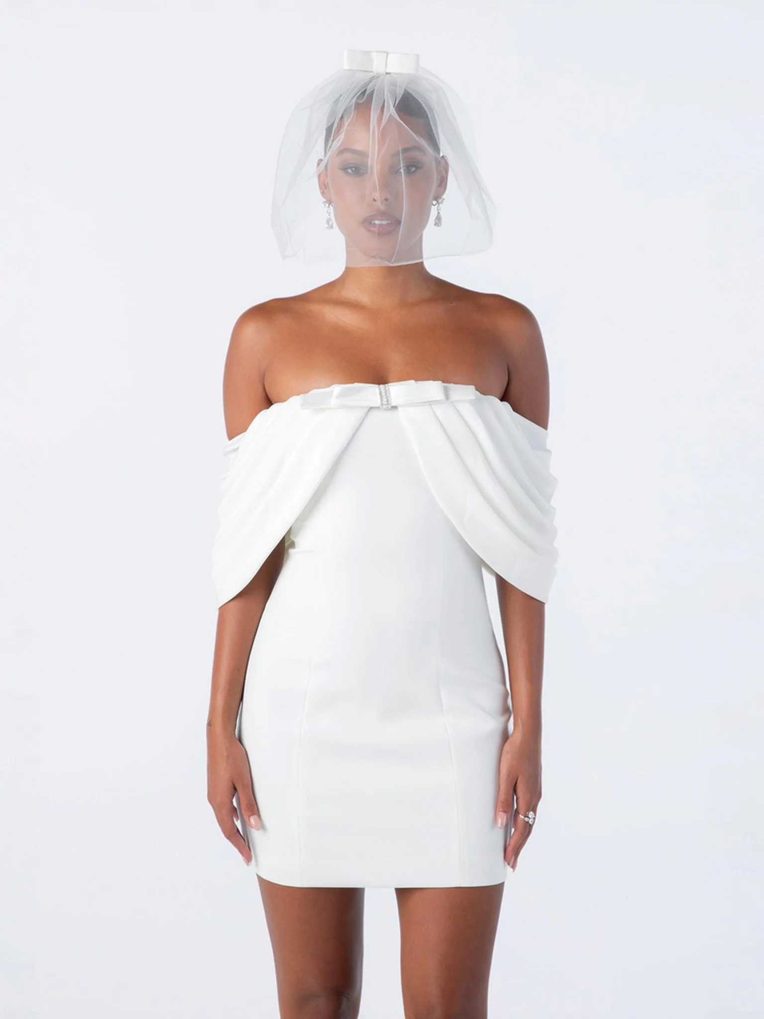 Kate Bow Dress (White) - Image 8