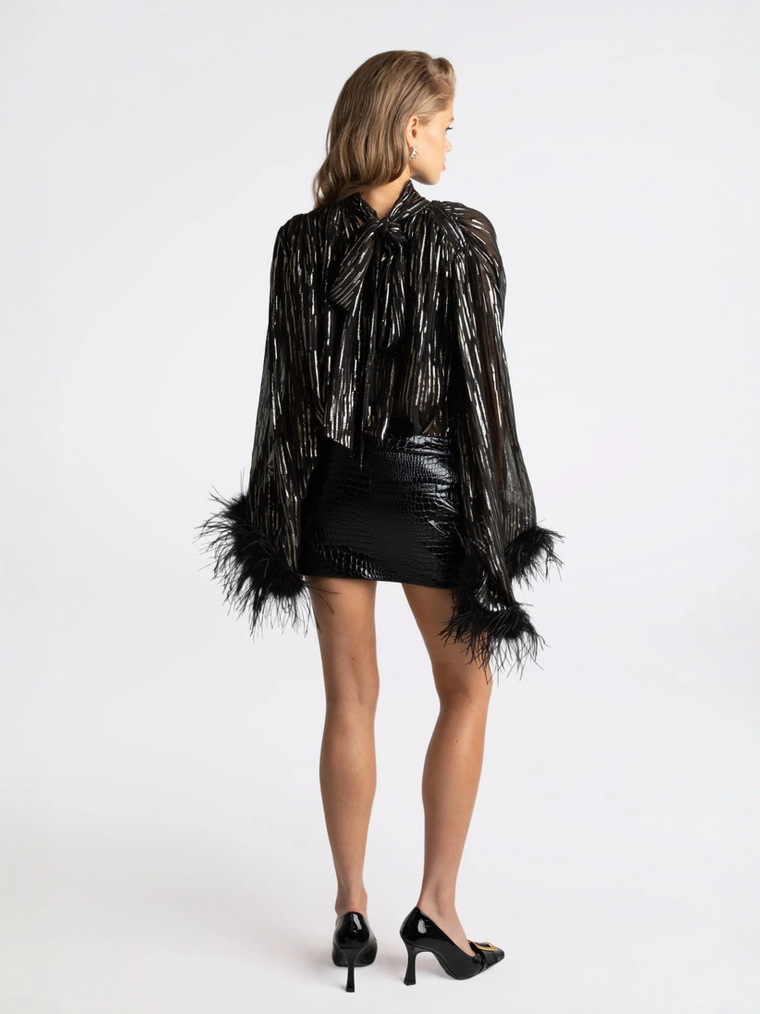 Keira Feather Top (Black) (Final Sale) - Image 8