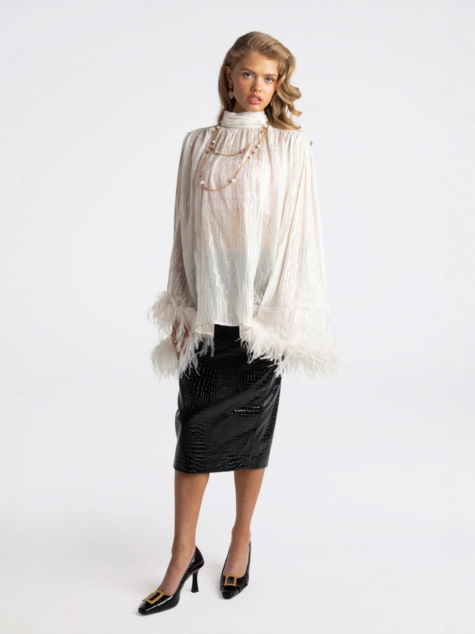 Keira Feather Top (White) (Final Sale) - Image 3