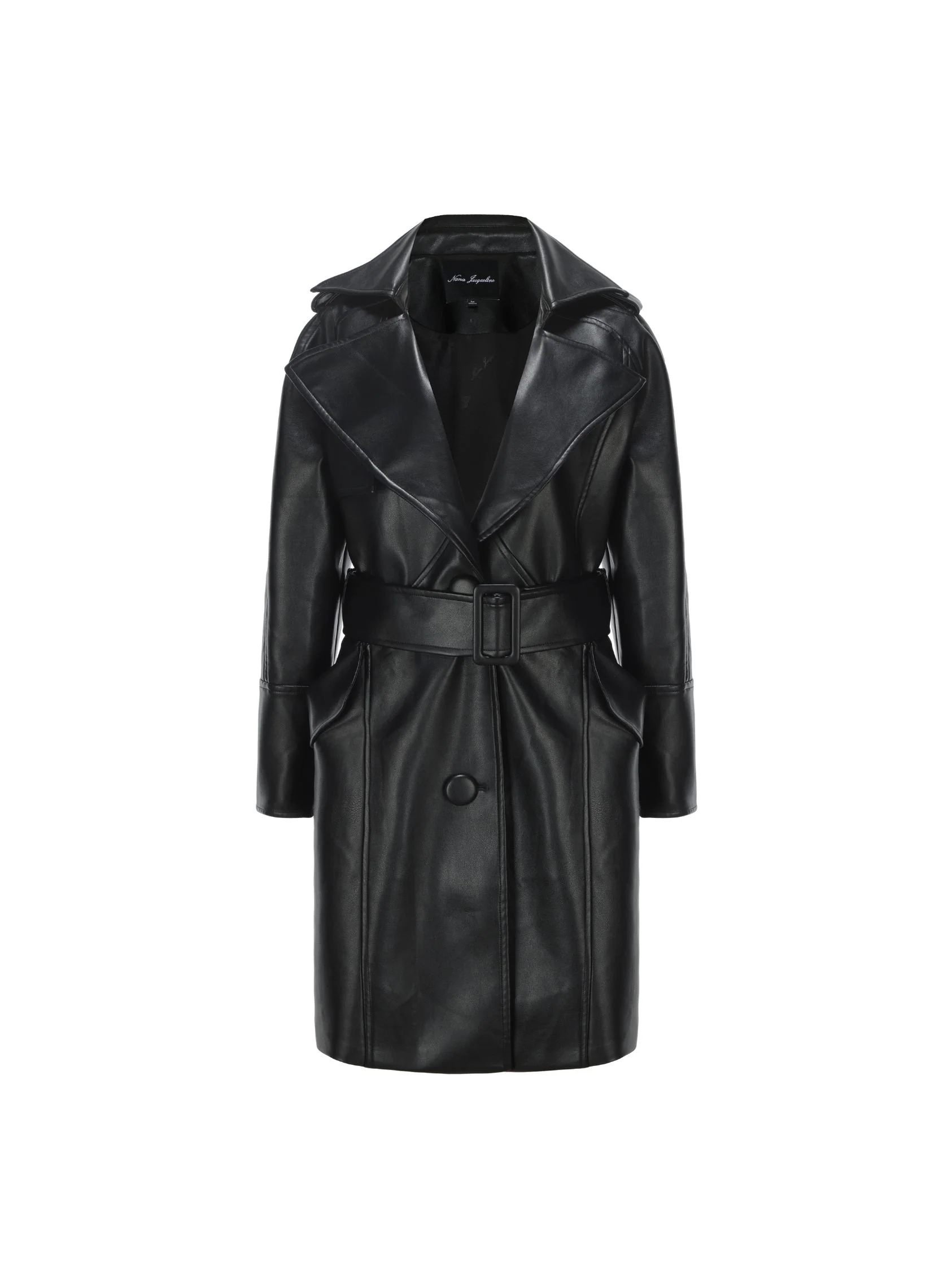 Keira Leather Trench Coat (Black) (Final Sale) - Image 6