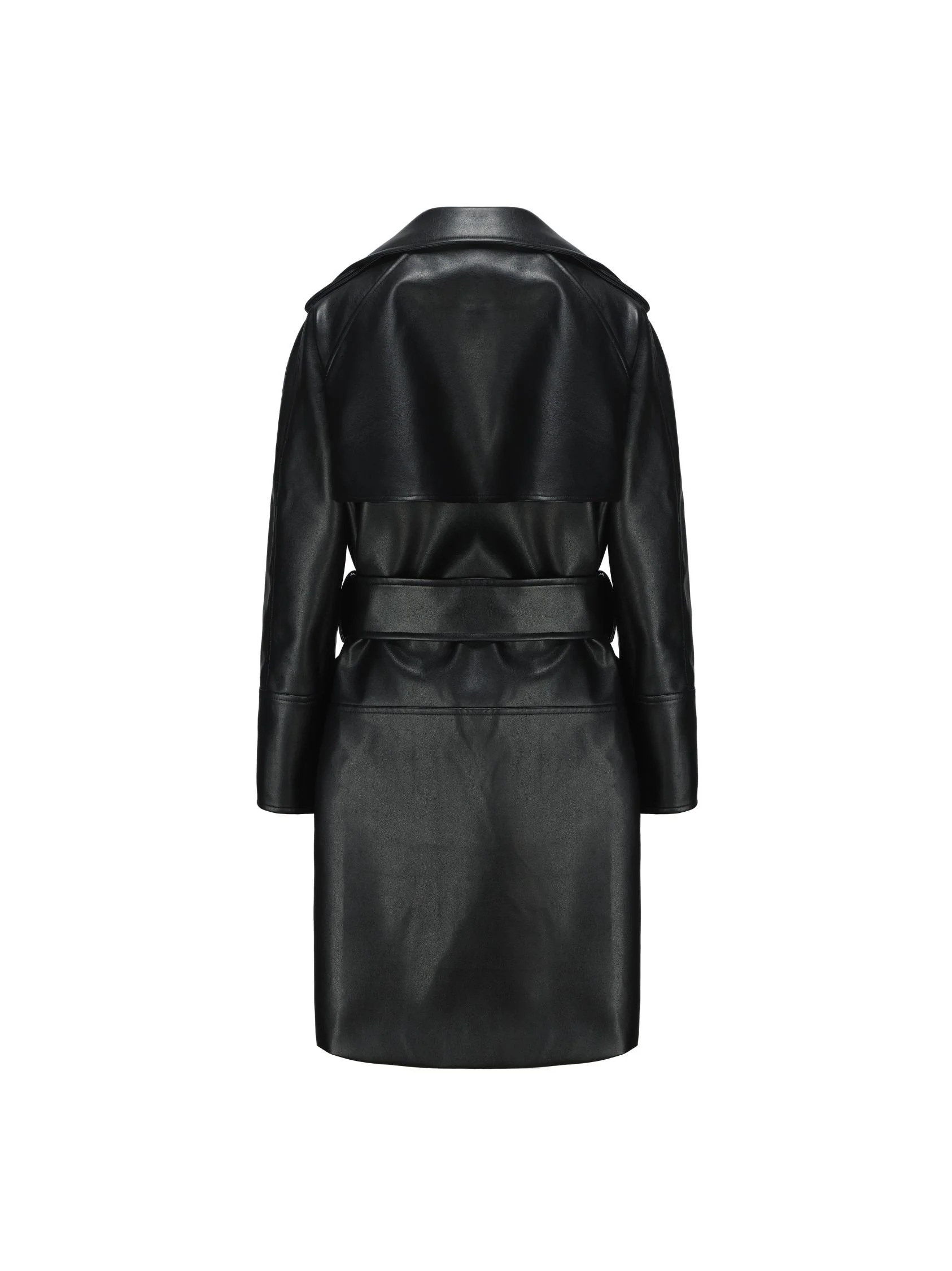 Keira Leather Trench Coat (Black) (Final Sale) - Image 7