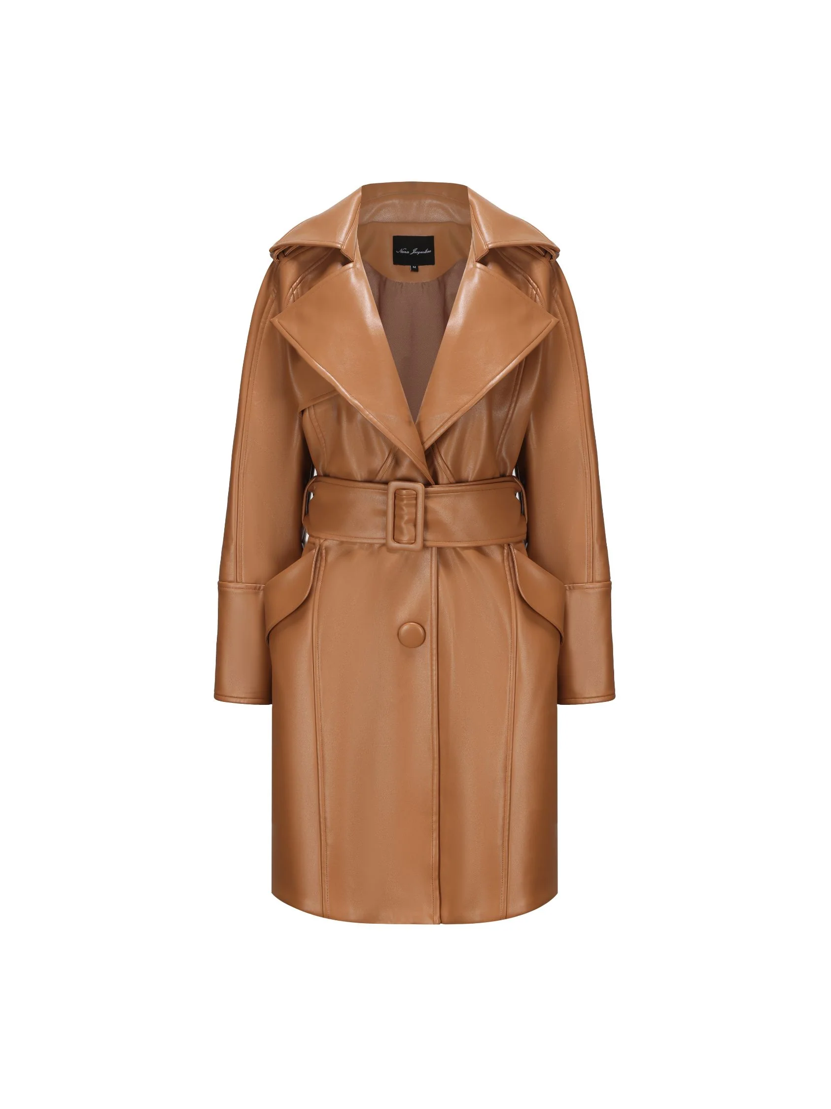 Keira Leather Trench Coat (Brown) (Final Sale) - Image 10