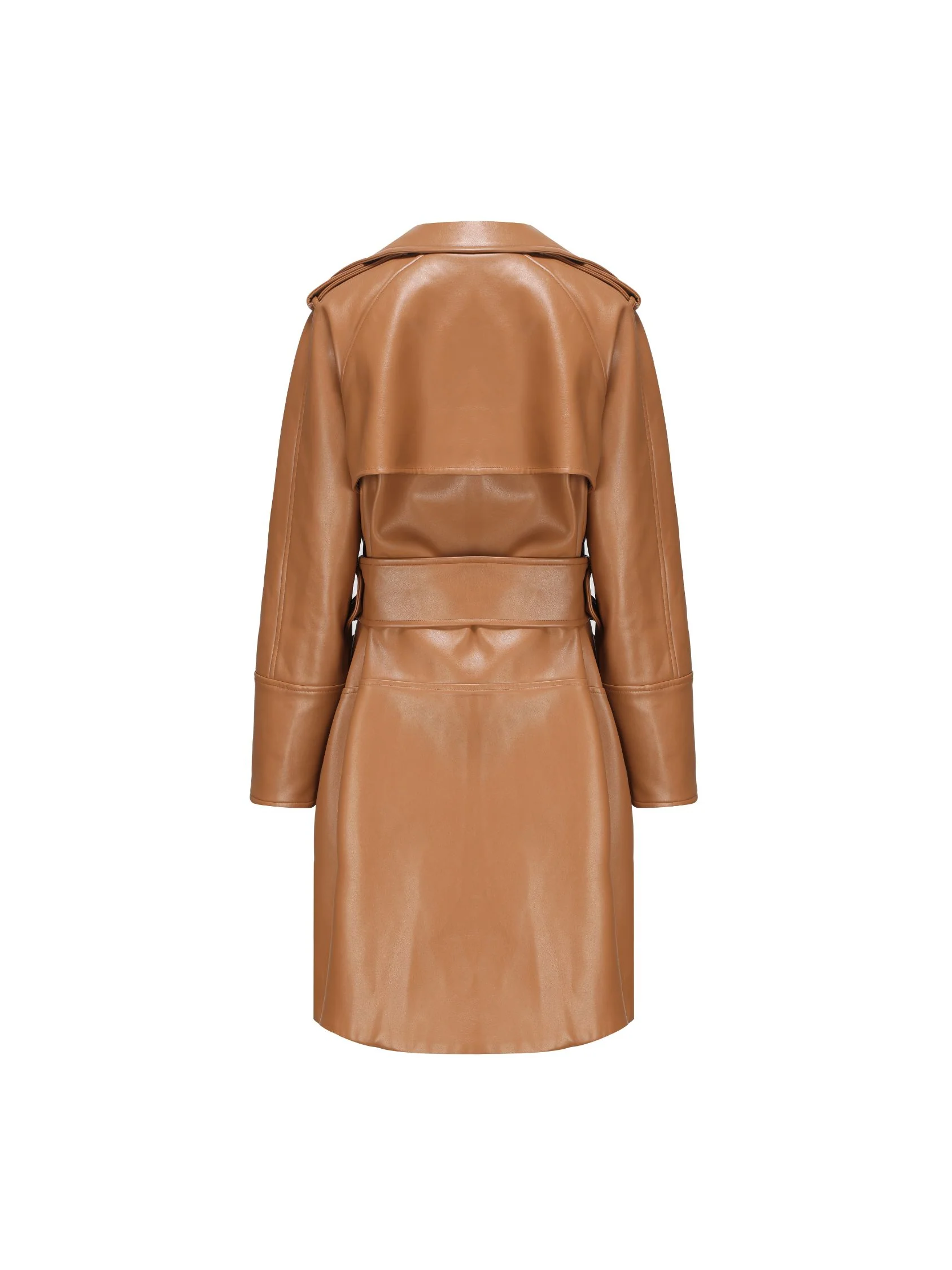 Keira Leather Trench Coat (Brown) (Final Sale) - Image 11
