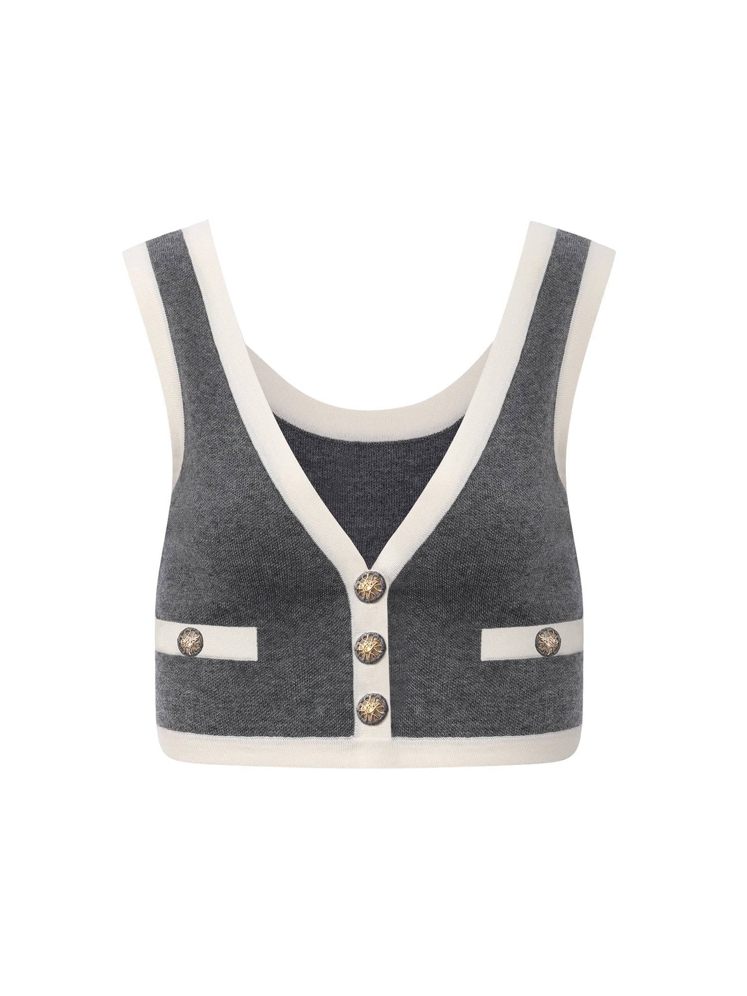 Lisette Contrast-Trim Grey Knit Three-Piece Set - Image 11