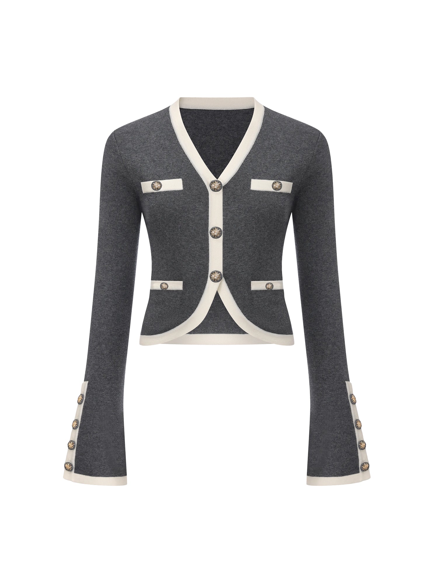 Lisette Contrast-Trim Grey Knit Three-Piece Set - Image 13