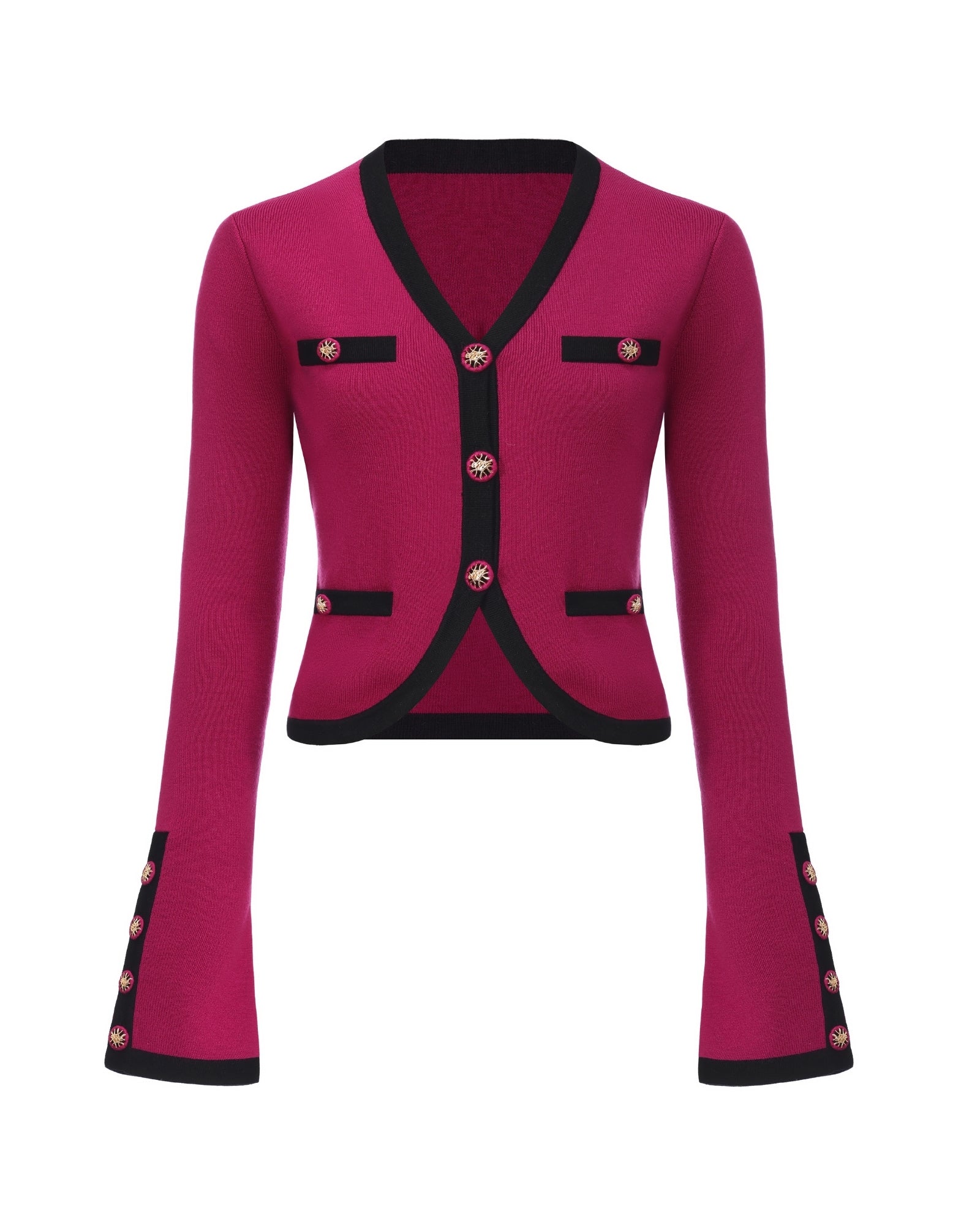 Lisette Contrast-Trim Magenta Knit Three-Piece Set - Image 10