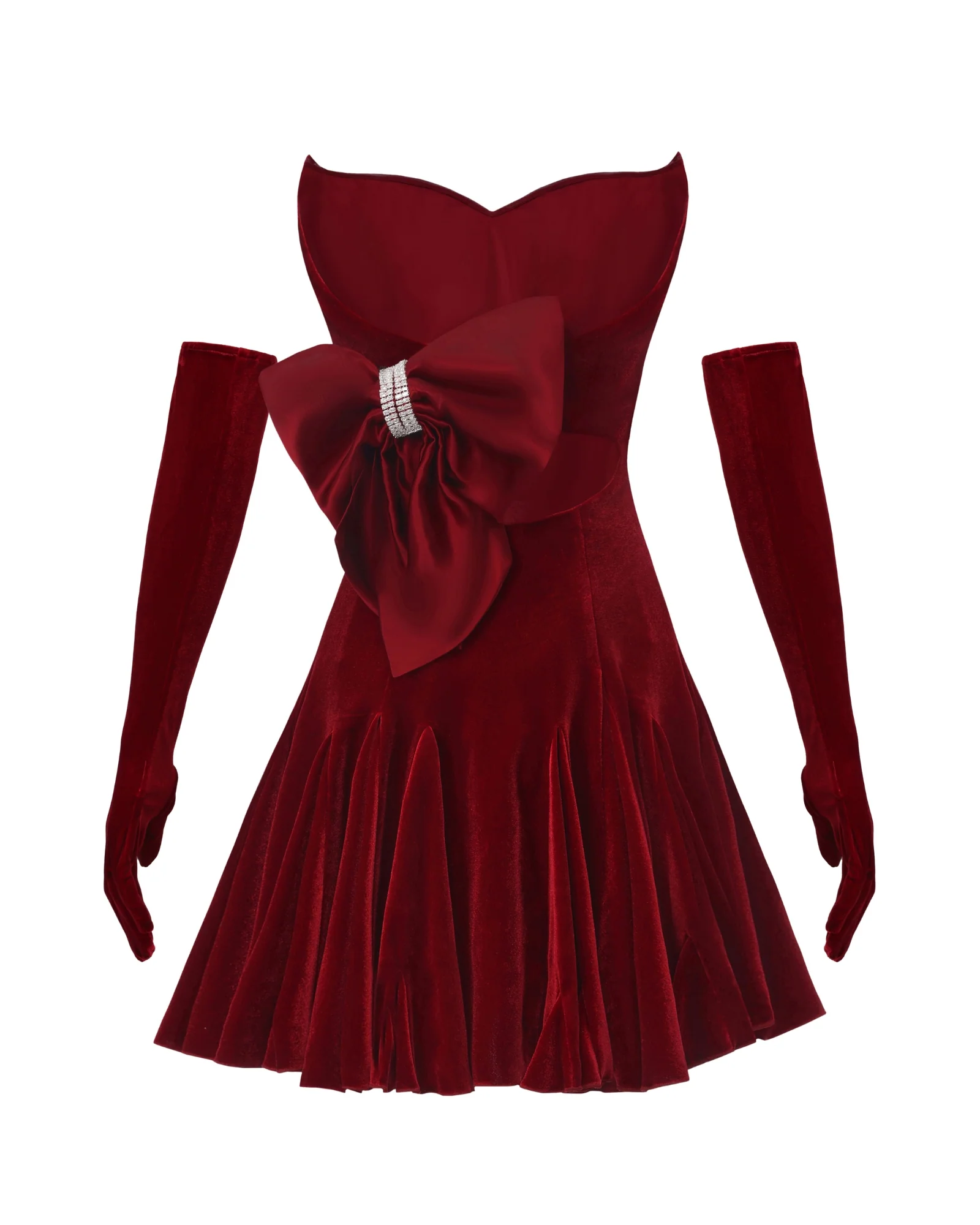 Madeleine Velvet Mini Dress (Red) - Image 8