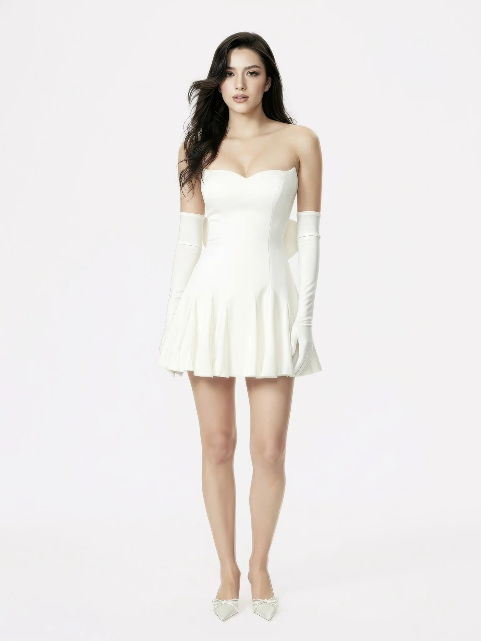 Madeleine Velvet Mini Dress (White) - Image 2
