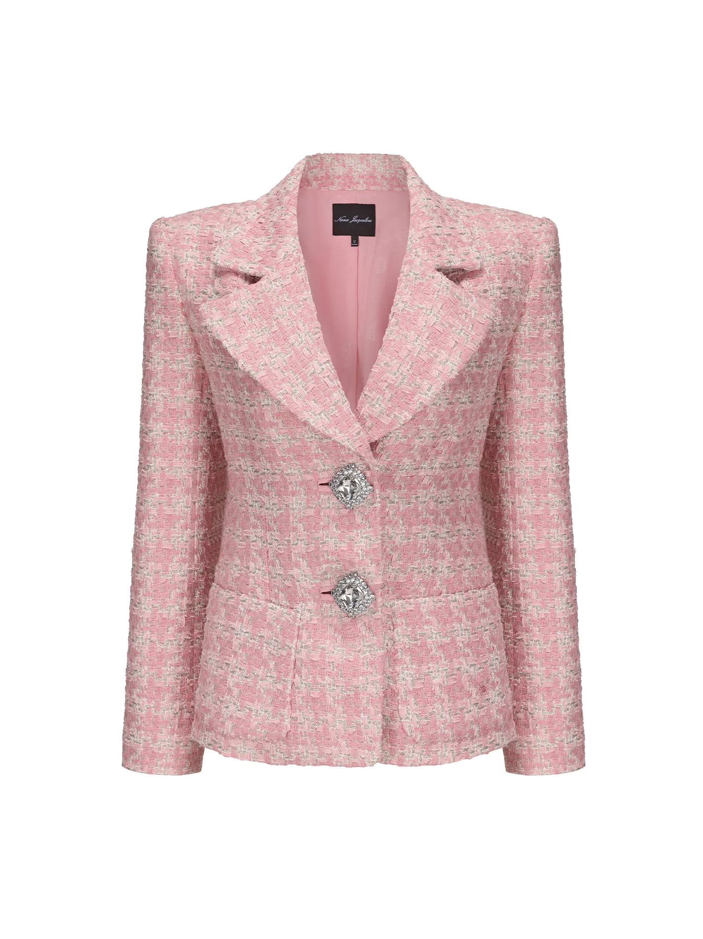 Maya Textured Lapel Pink Checkered Suit Jacket (Final Sale) - Image 5