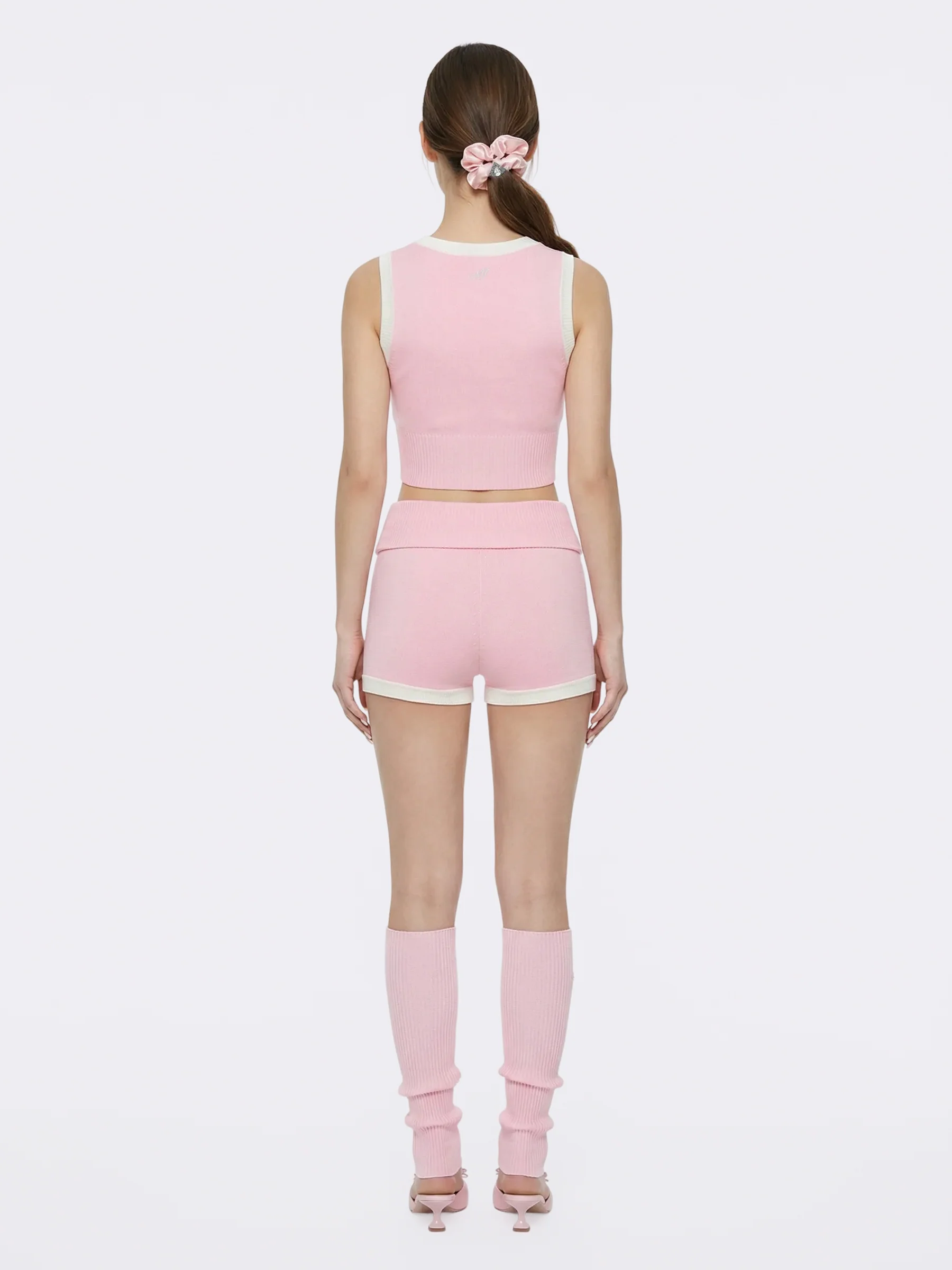 Millie Contrast-Trim Pink Knit Vest - Image 6