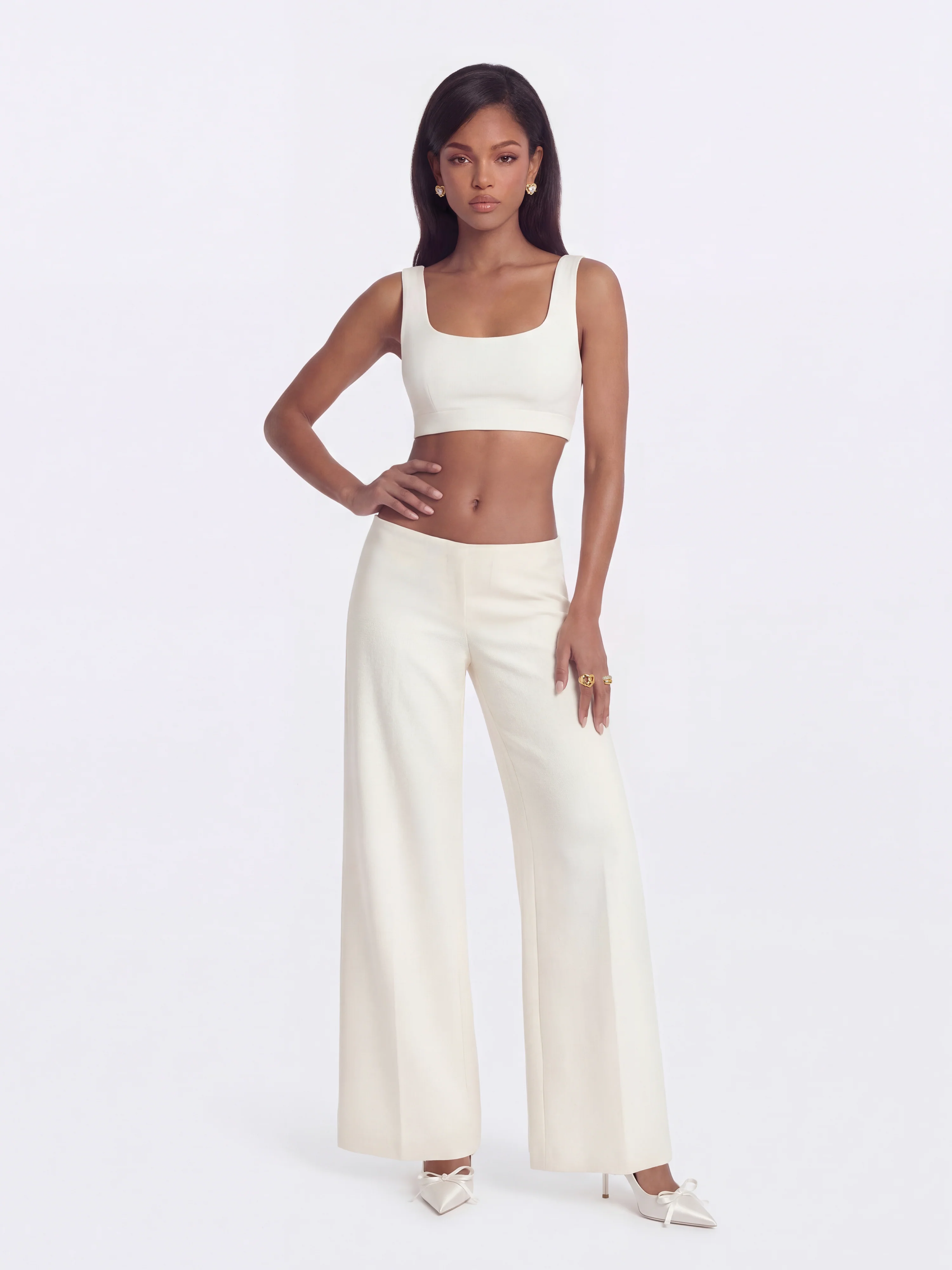 Natalia Tailored Cropped White Top - Image 2