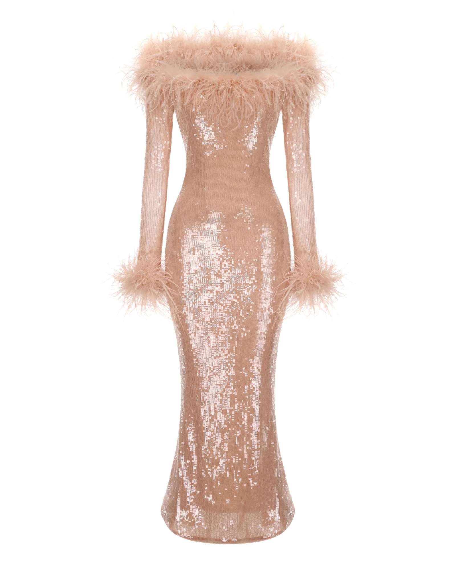 Neva Sequin Maxi Dress (Nude)