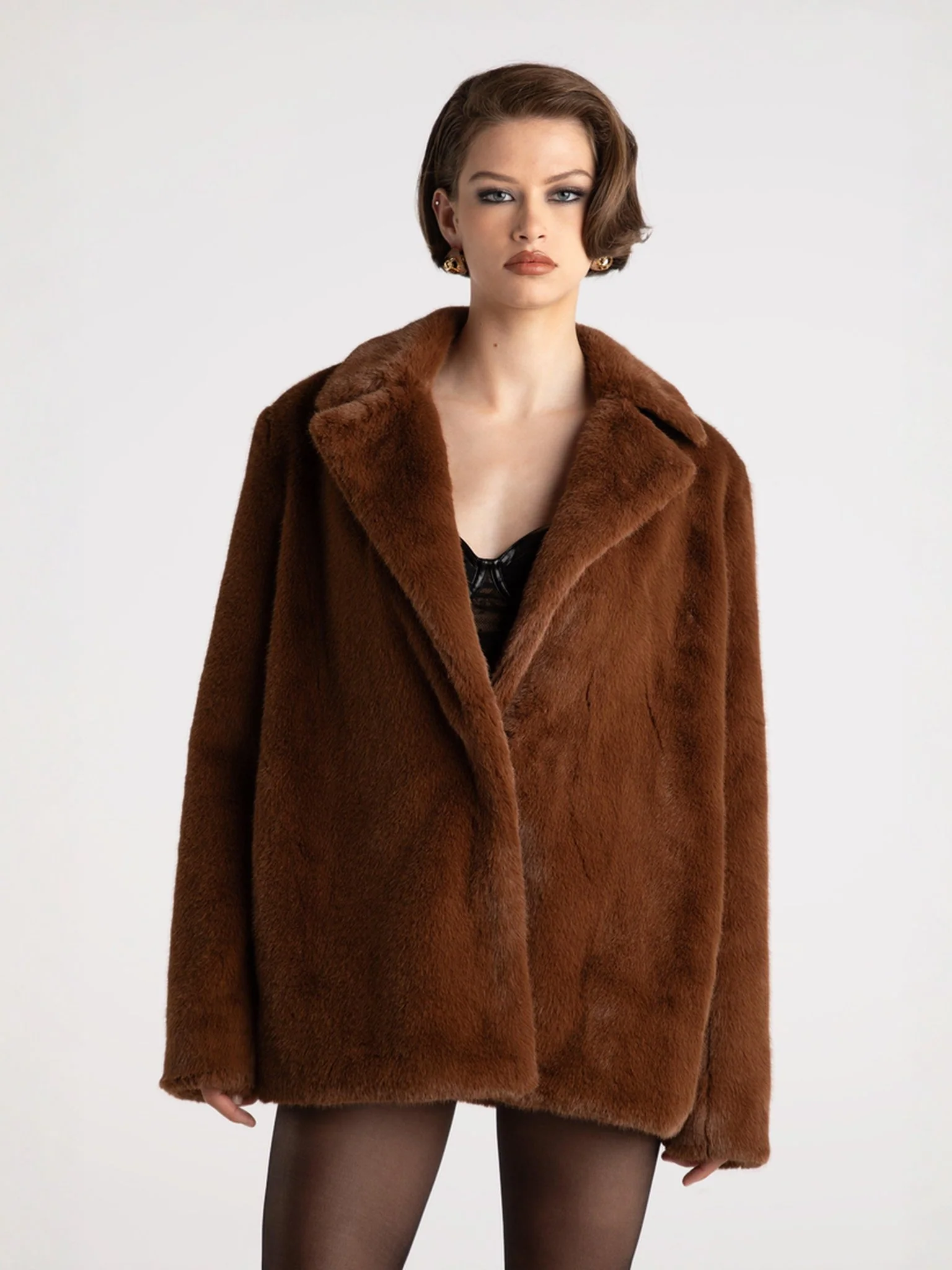 Phoebe Fur Jacket (Brown) - Image 3