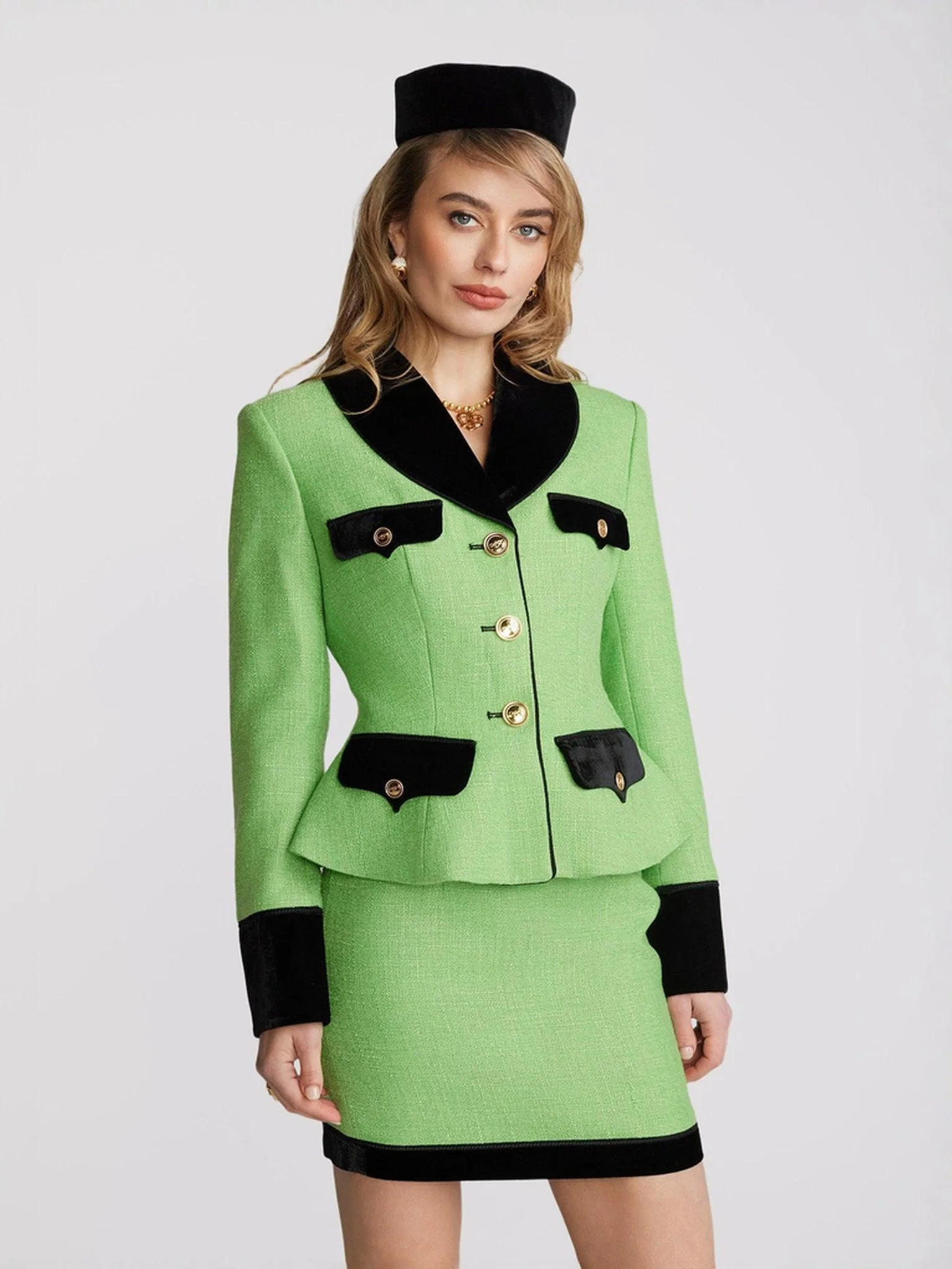 Michelle Tweed Skirt (Green) (Final Sale) - Image 3
