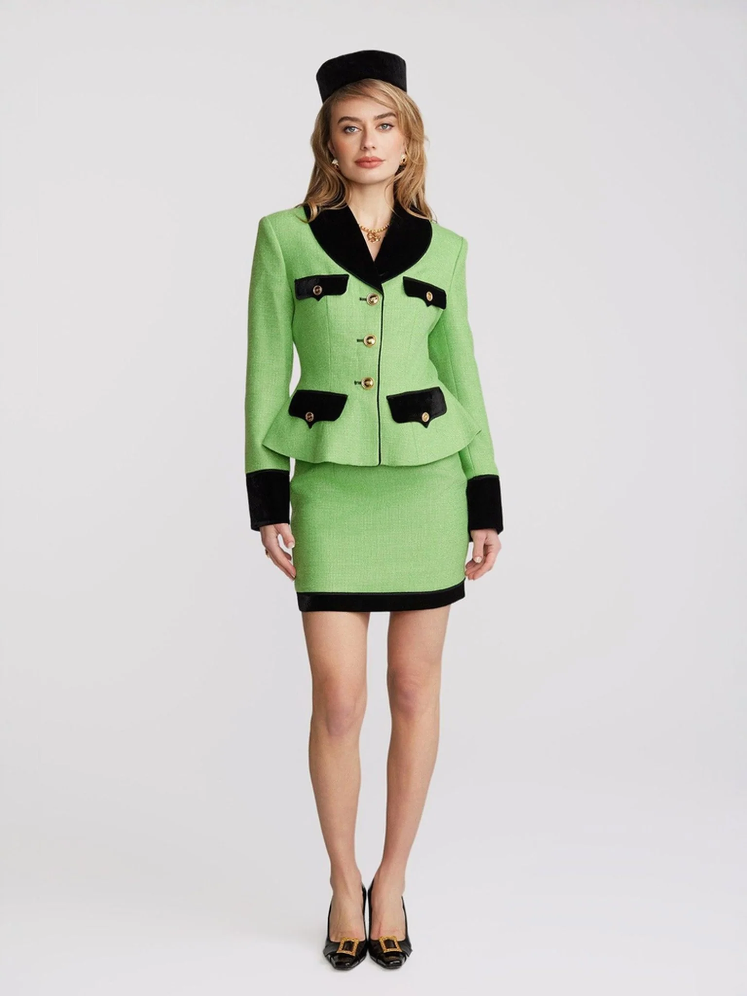 Michelle Tweed Skirt (Green) (Final Sale) - Image 4