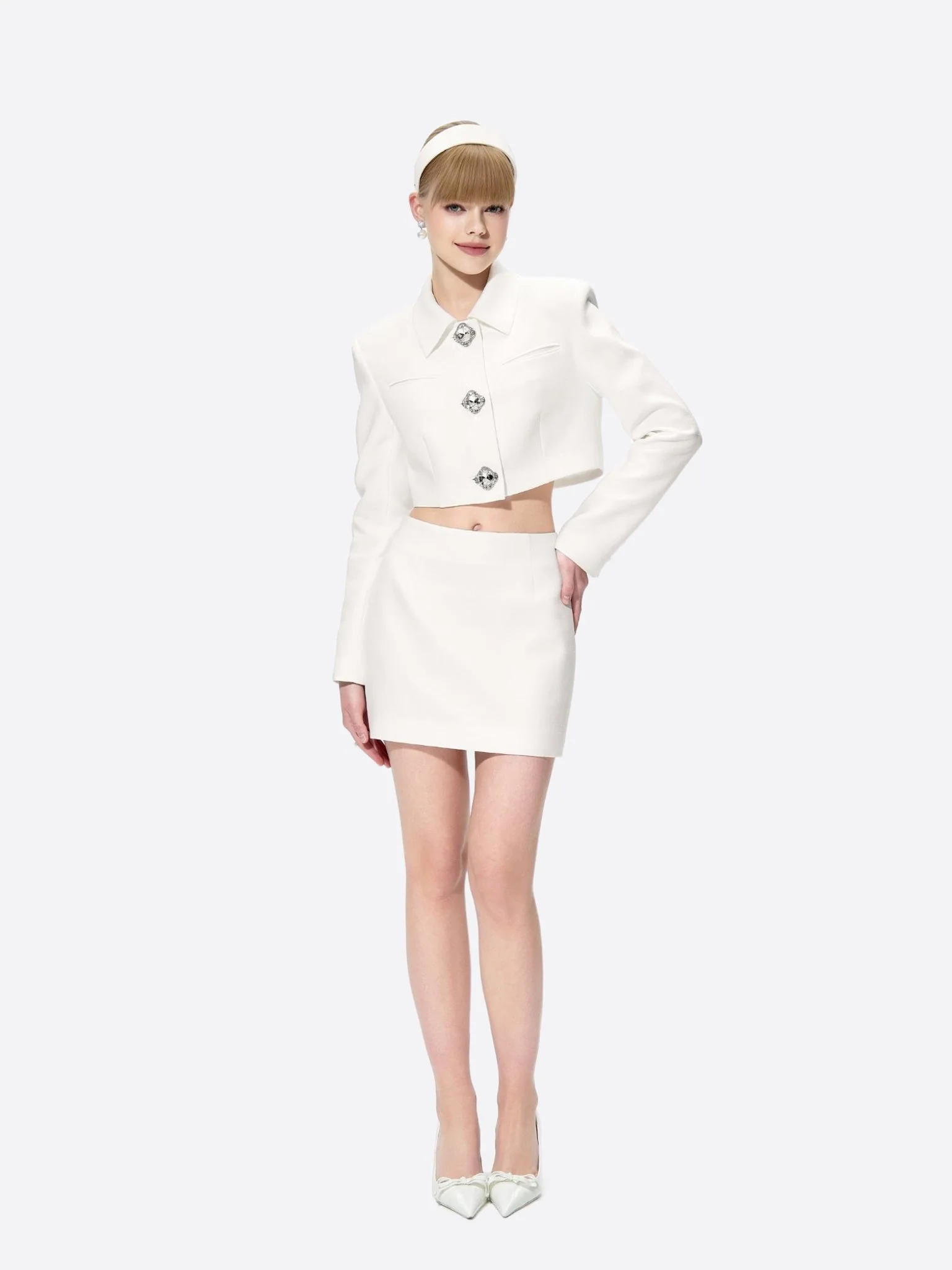 Tatiana Crop Blazer (White) - Image 2