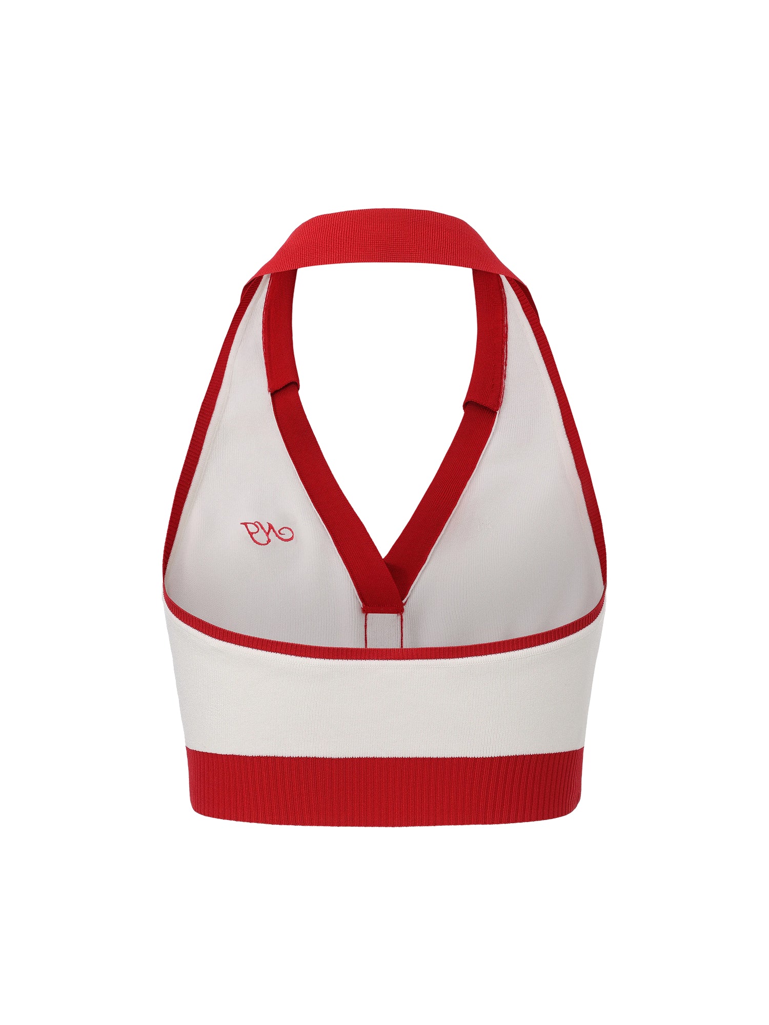 Wilhelmina Contrast Halter Knit White Top - Image 12