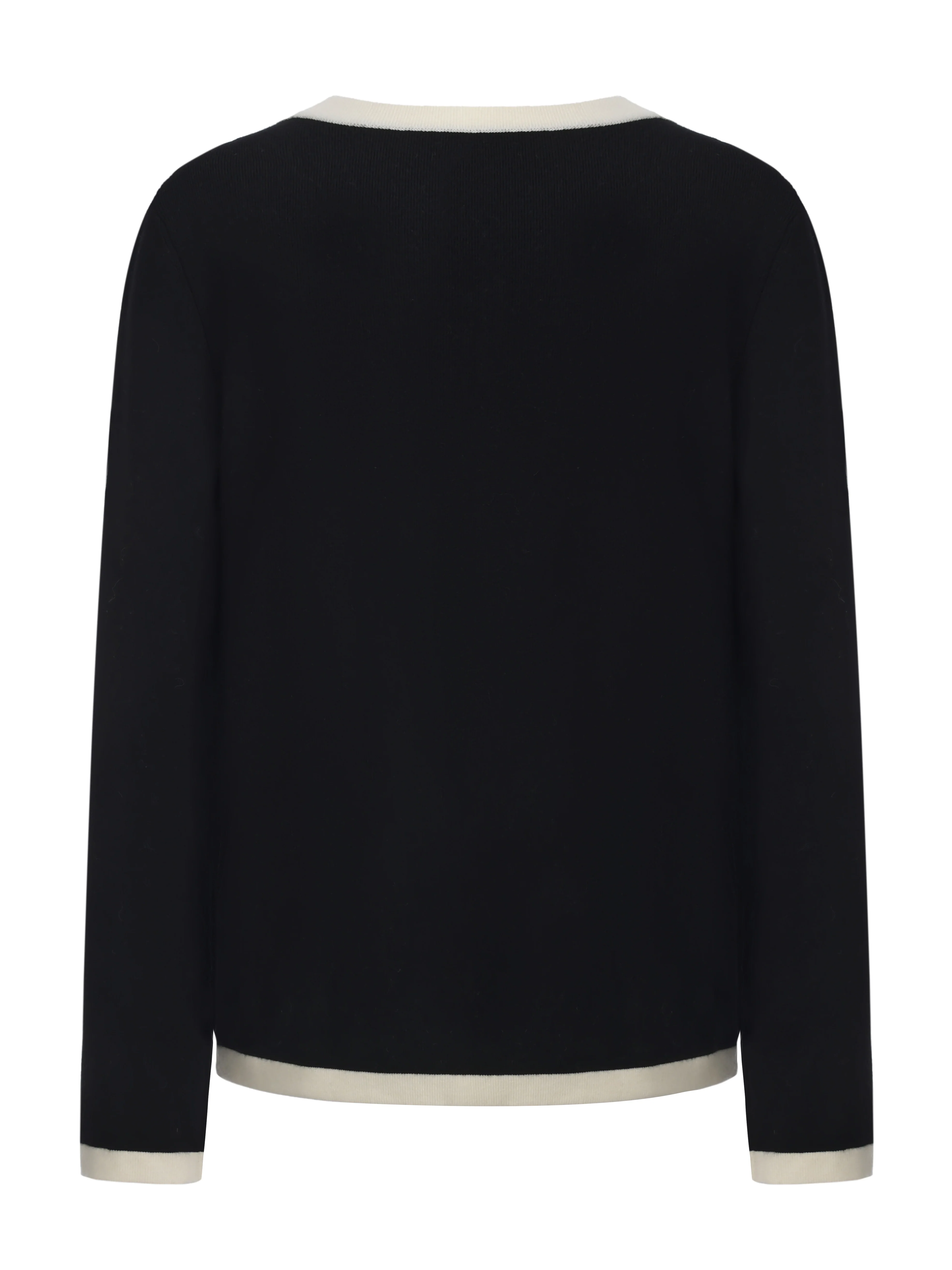 Yvette Contrast Knit Black Cardigan - Image 10
