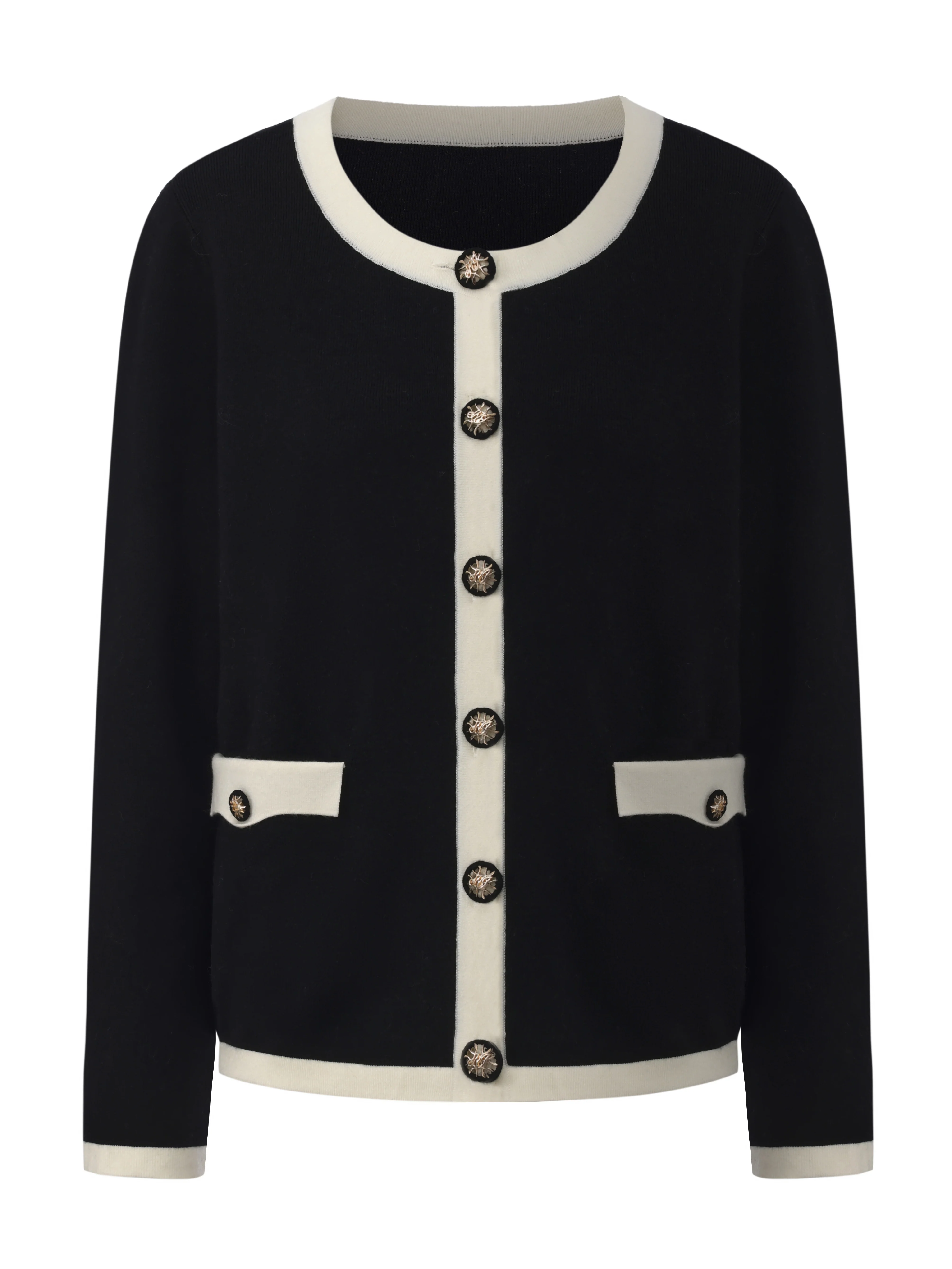 Yvette Contrast Knit Black Cardigan - Image 8