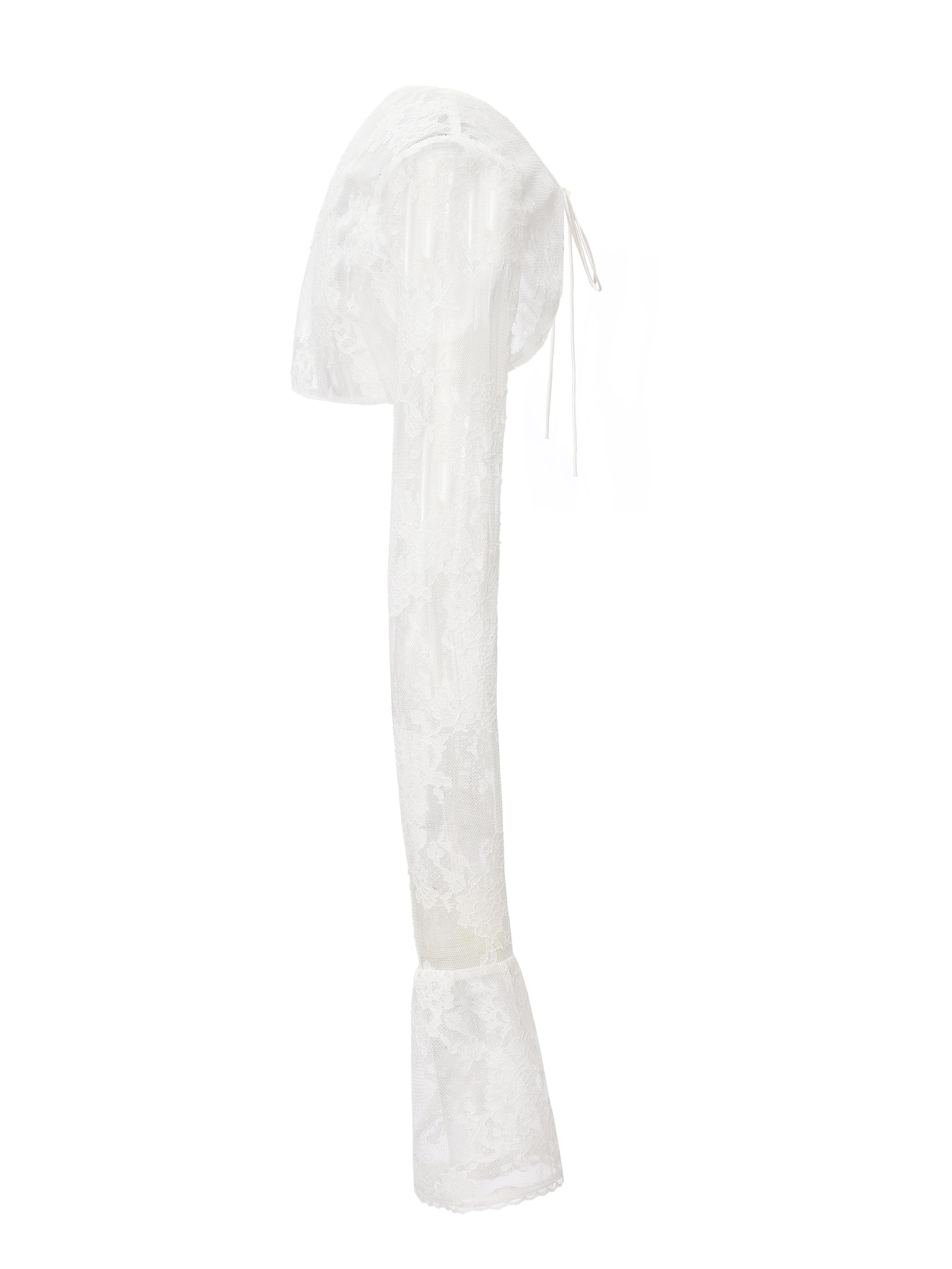 Yvette Lace Tie-Front White Cover Cardigan - Image 3